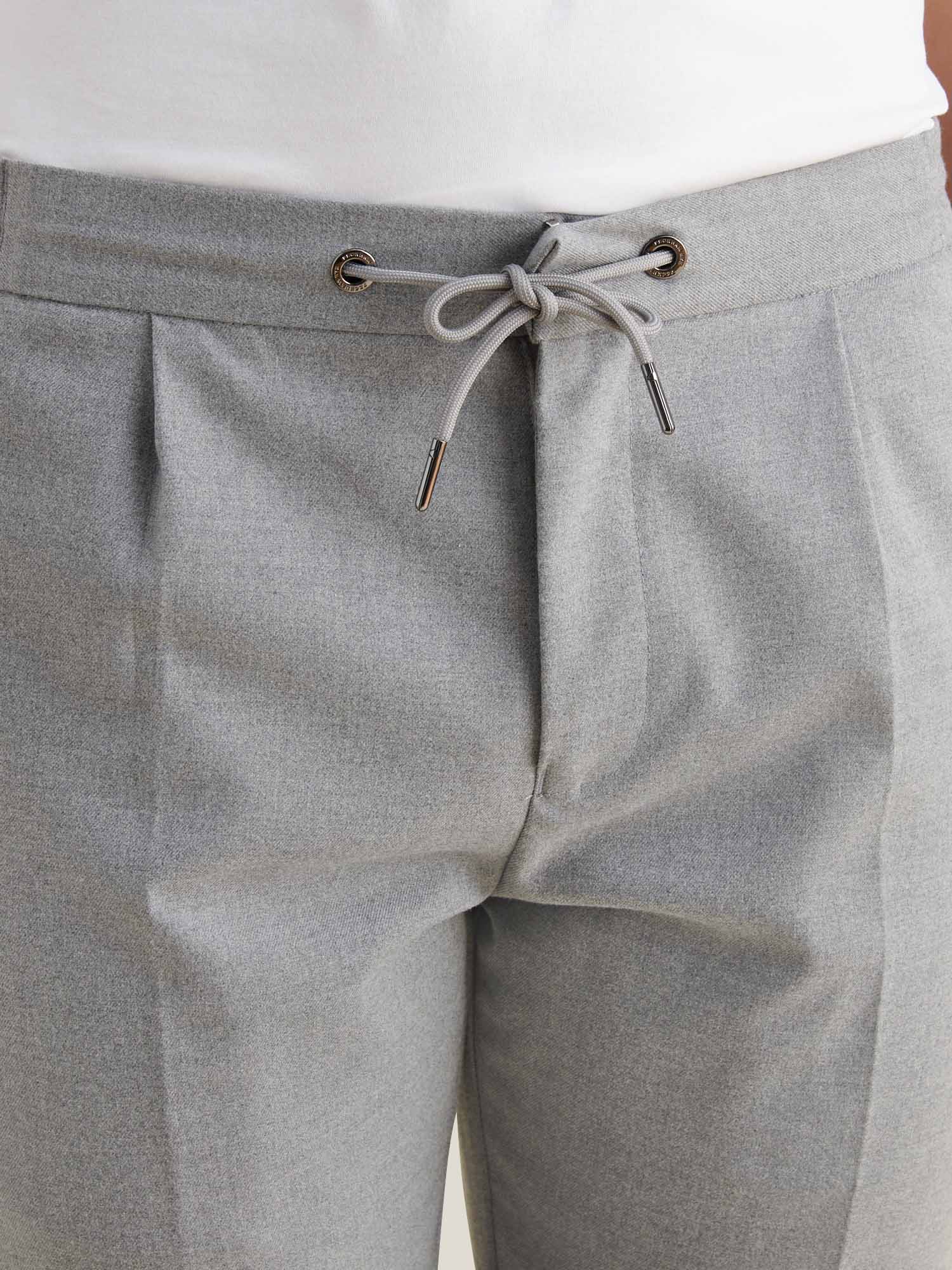Peckham Rye Flannel Light Grey Marl Tech Drawstring Trousers