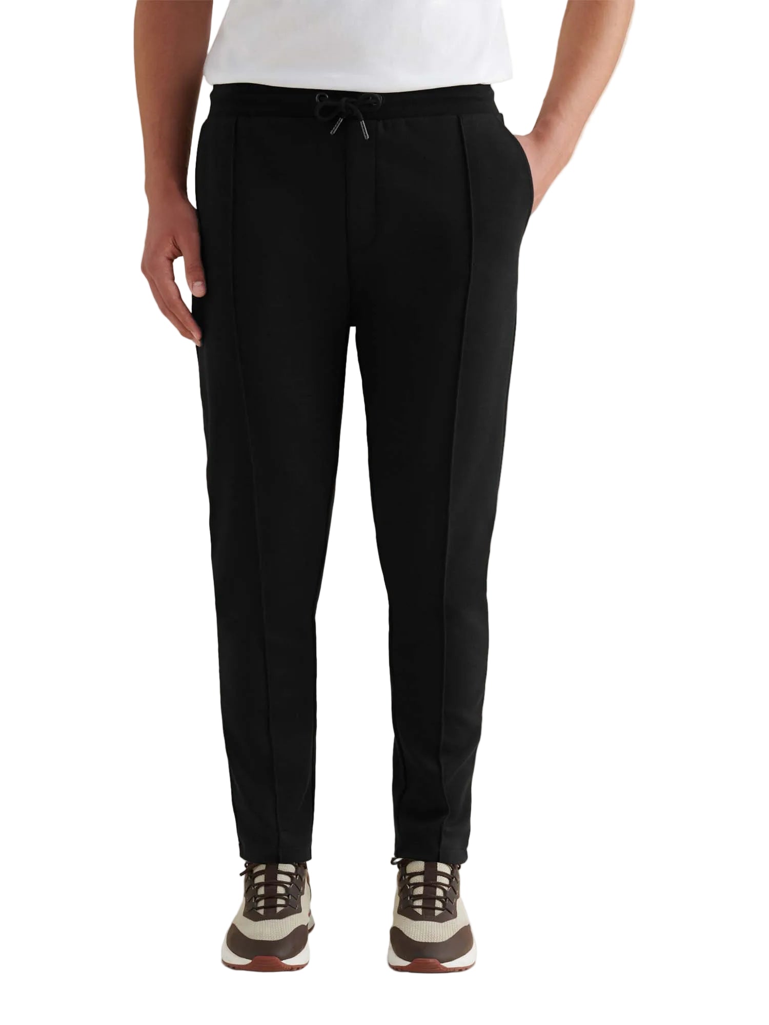 Front View of Peckham Rye Interlock Black Trousers