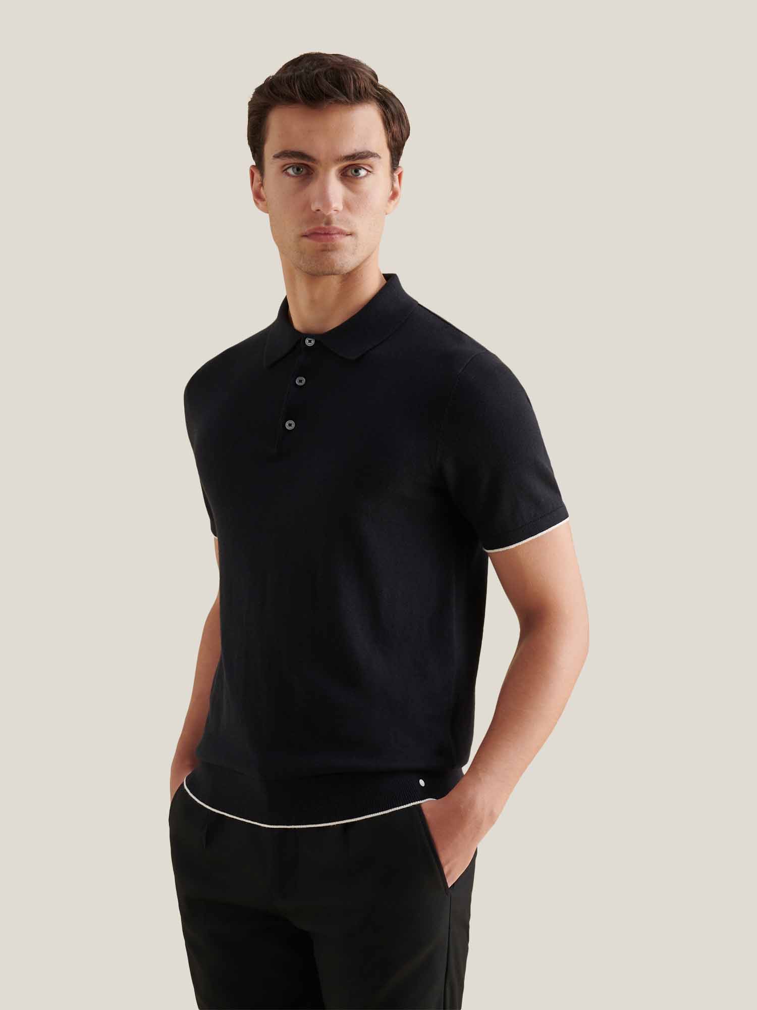 Peckham Rye Knit Black Polo Shirt