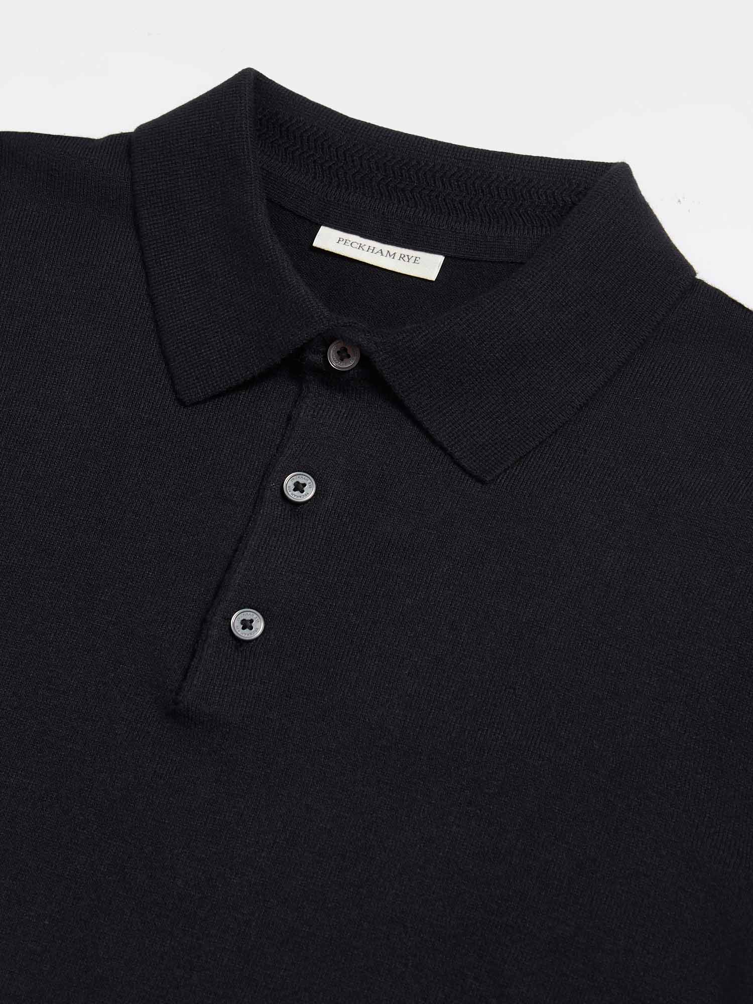 Peckham Rye Knit Black Polo Shirt
