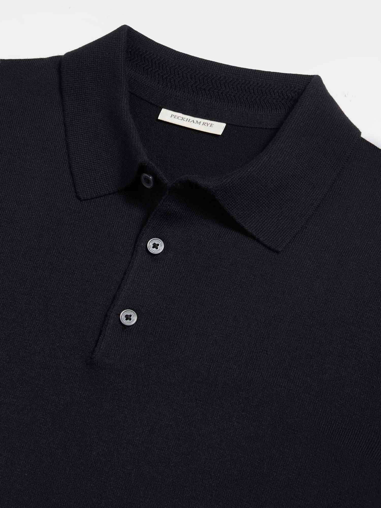 Peckham Rye Knit Black Polo Shirt