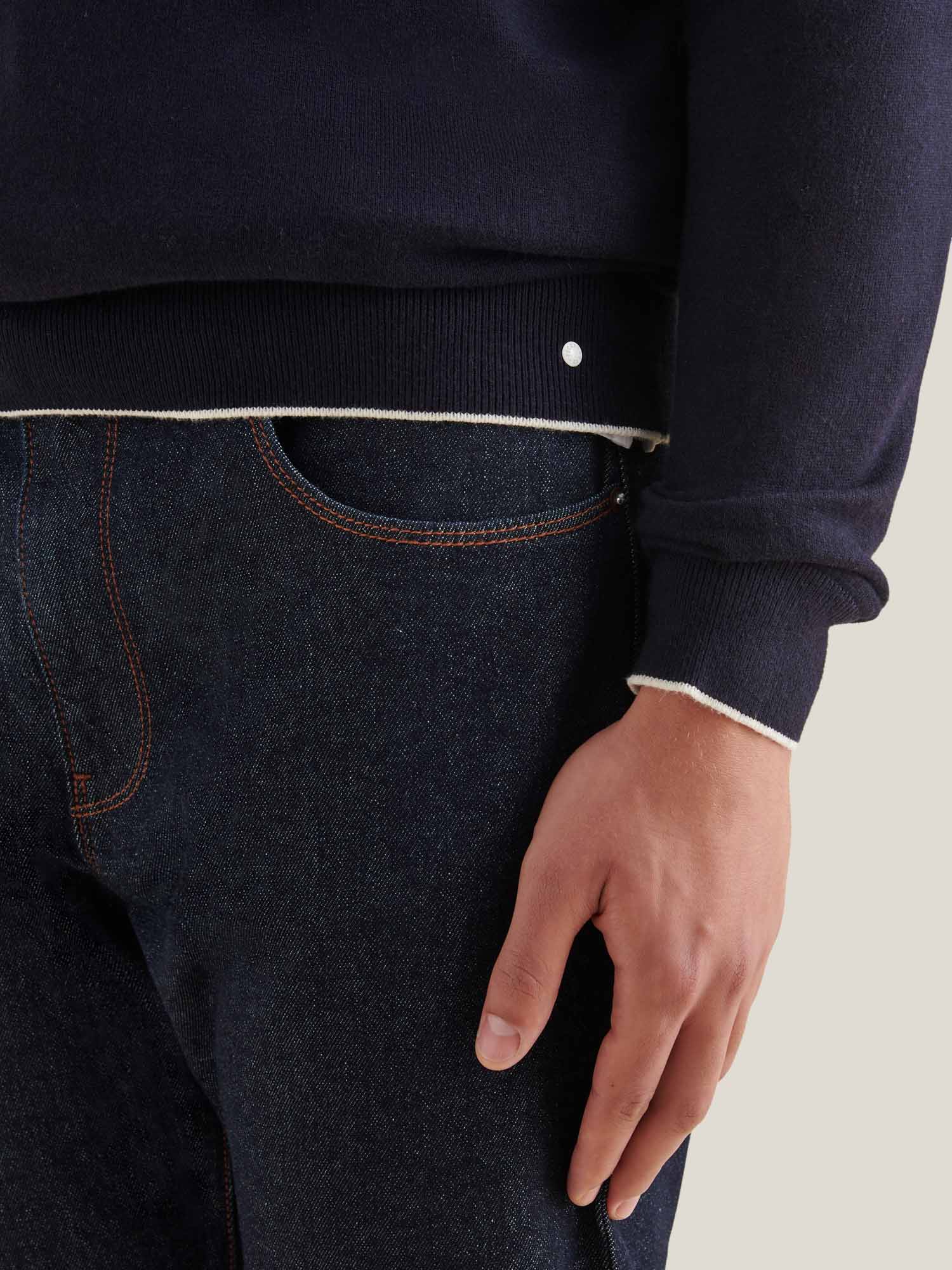 Peckham Rye Knit L/S Dark Sapphire Navy Polo Shirt