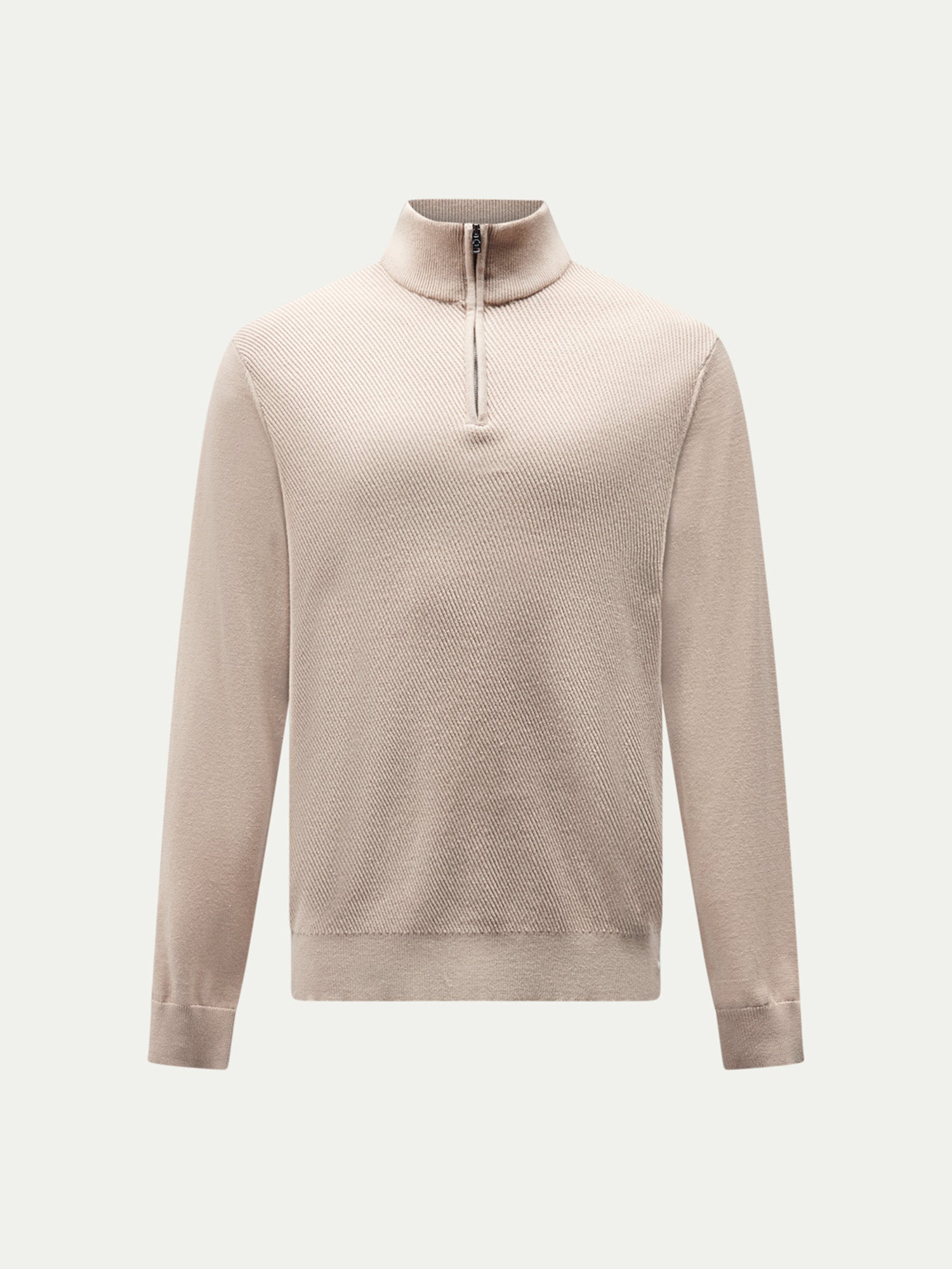 Peckham Rye Cotton Blend Rib Knit Simply Taupe 1/4 Zip