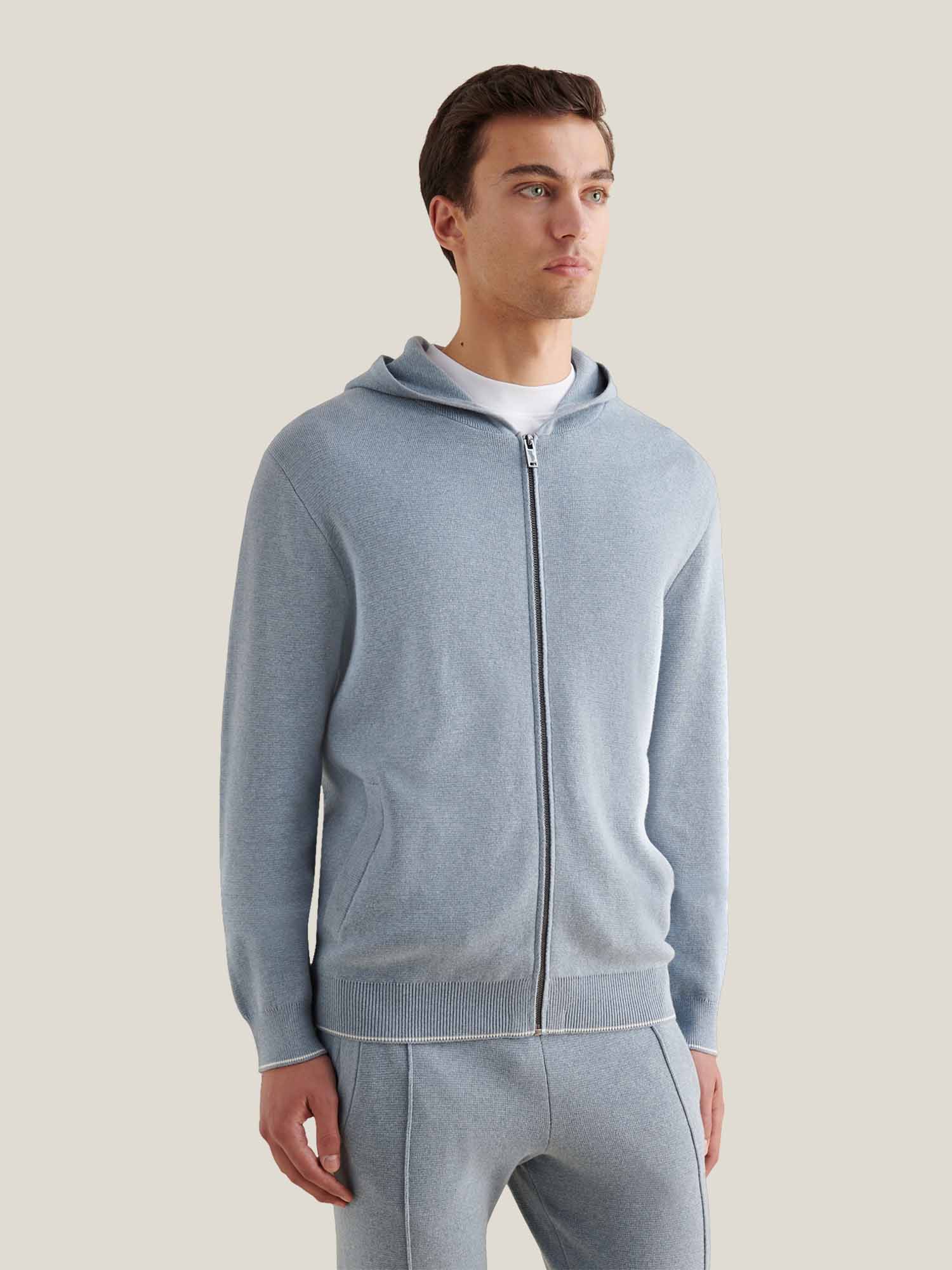 Peckham Rye Milano Knit Blue Blizzard Zip-Up Hoodie