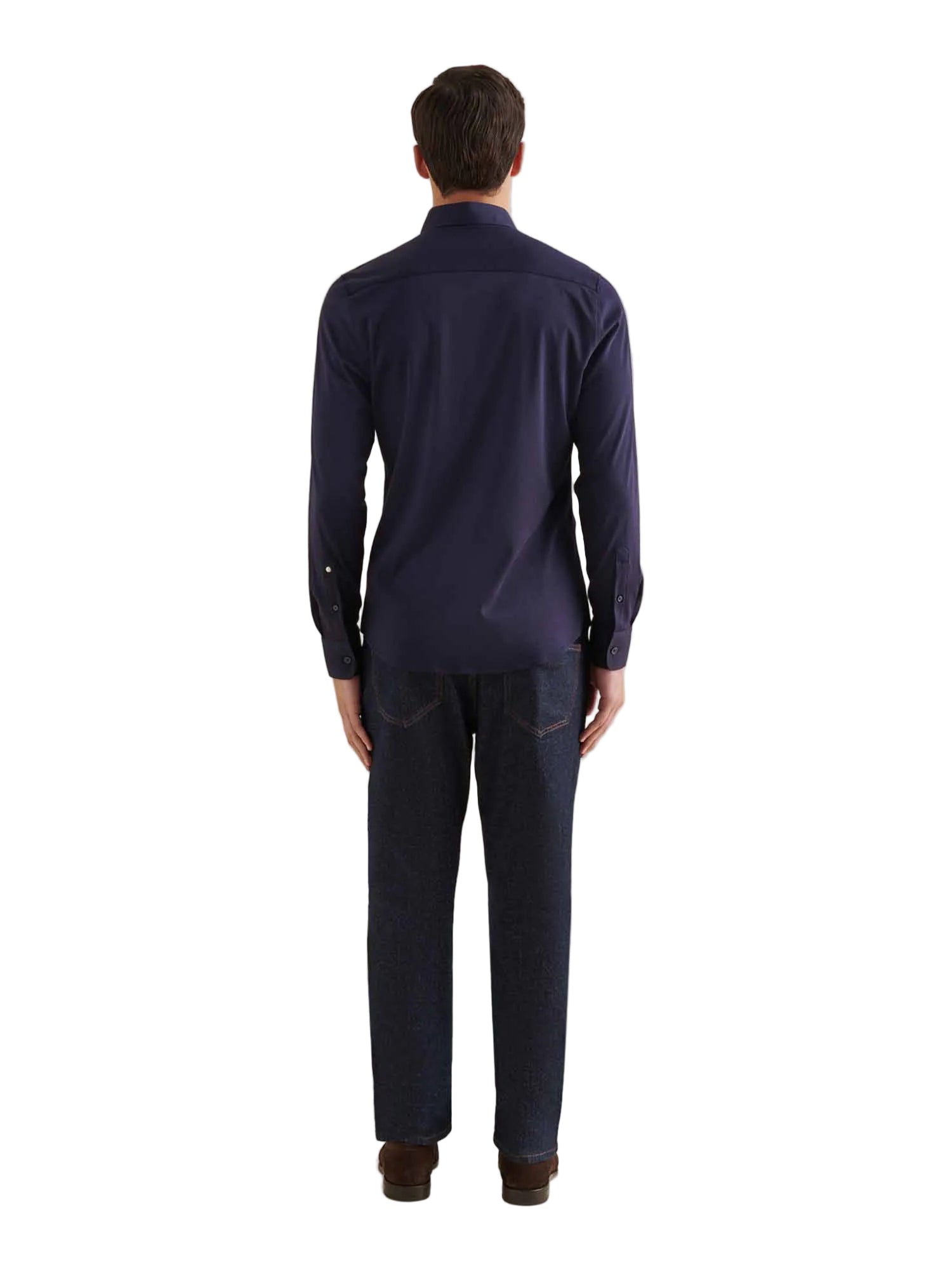 Peckham Rye Jersey Hidden-Button Dark Sapphire Navy Shirt