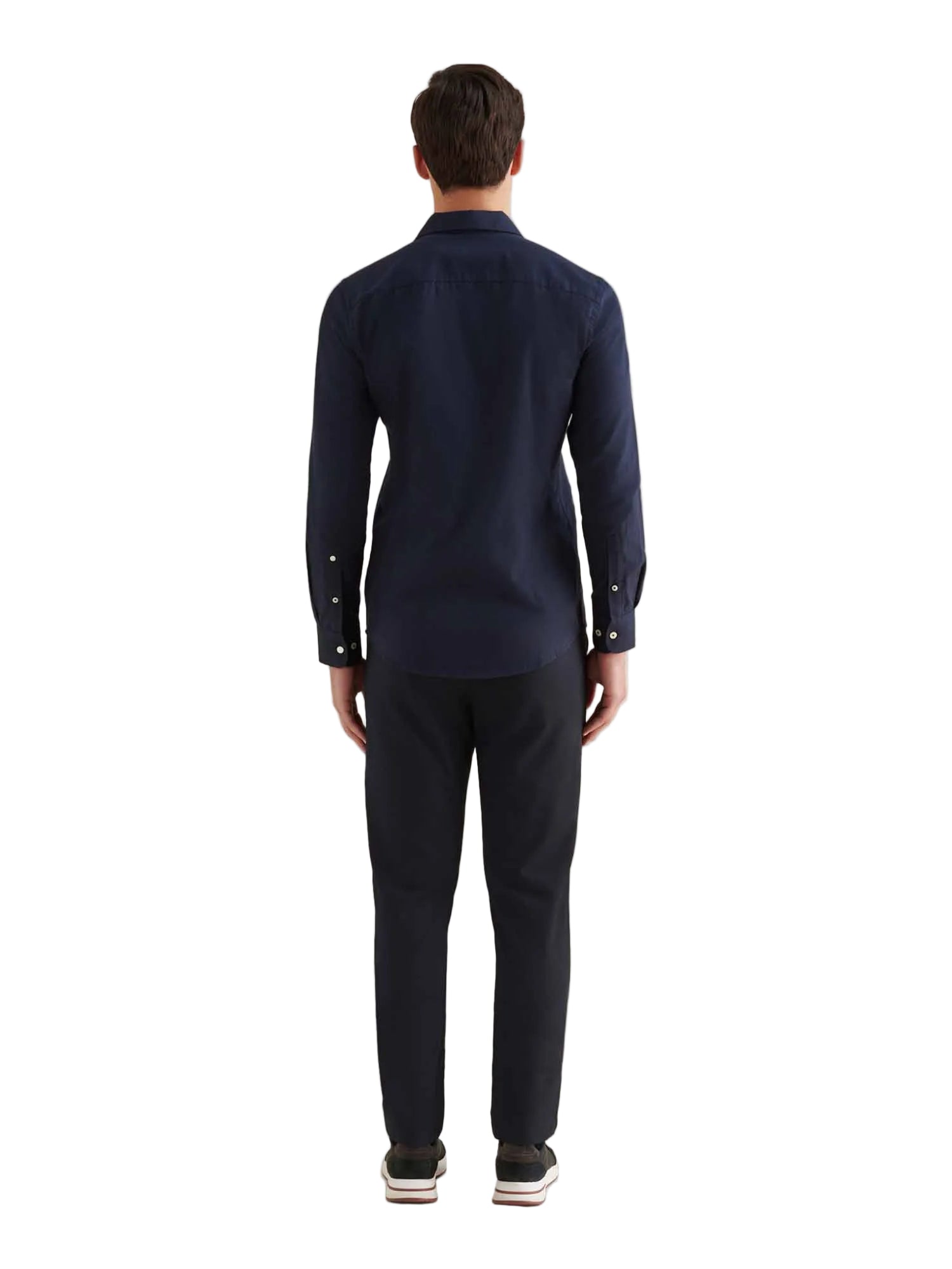 Peckham Rye Herringbone Spread Dark Sapphire Navy Flannel Shirt