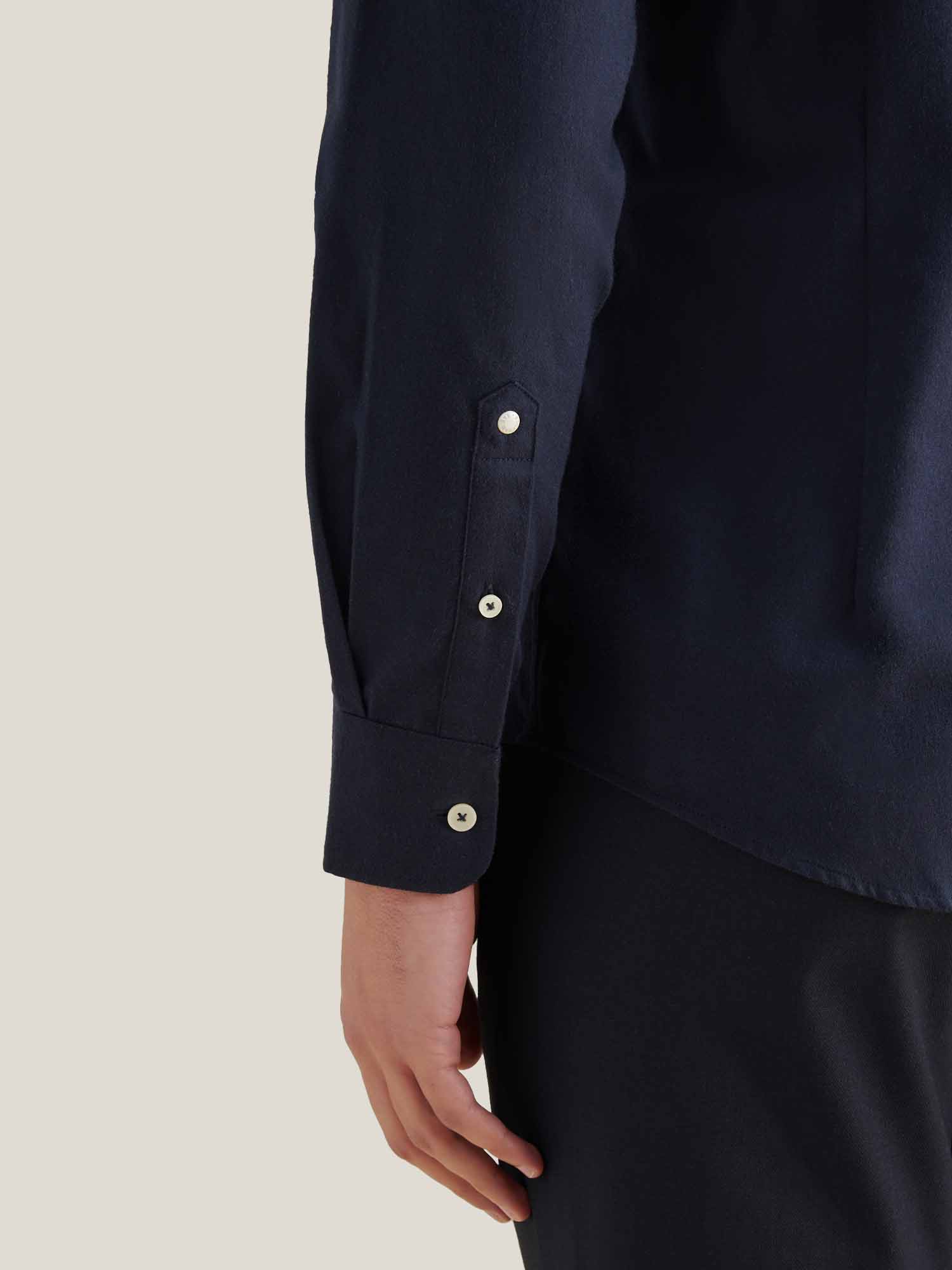 Peckham Rye Herringbone Spread Dark Sapphire Navy Flannel Shirt