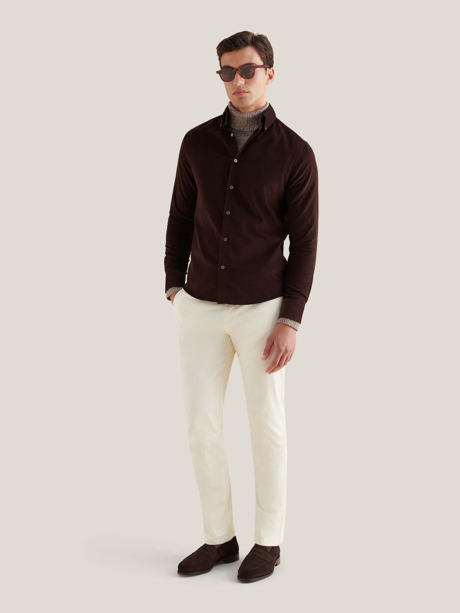 Peckham Rye Micro Cord Button Java Down Shirt