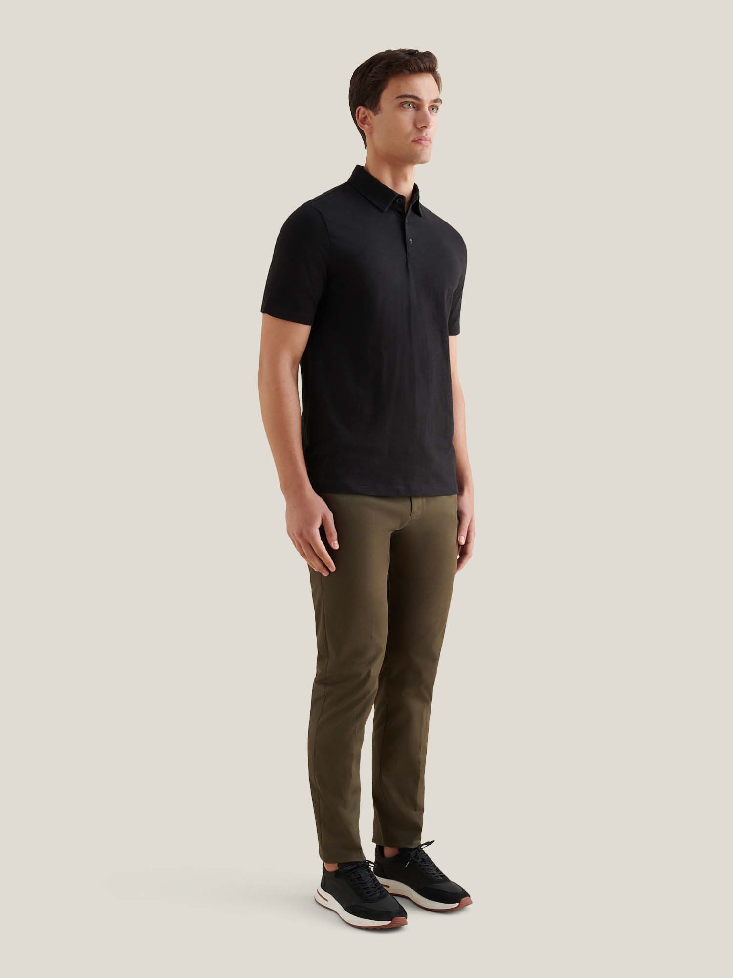 Peckham Rye Slub Black Polo Shirt
