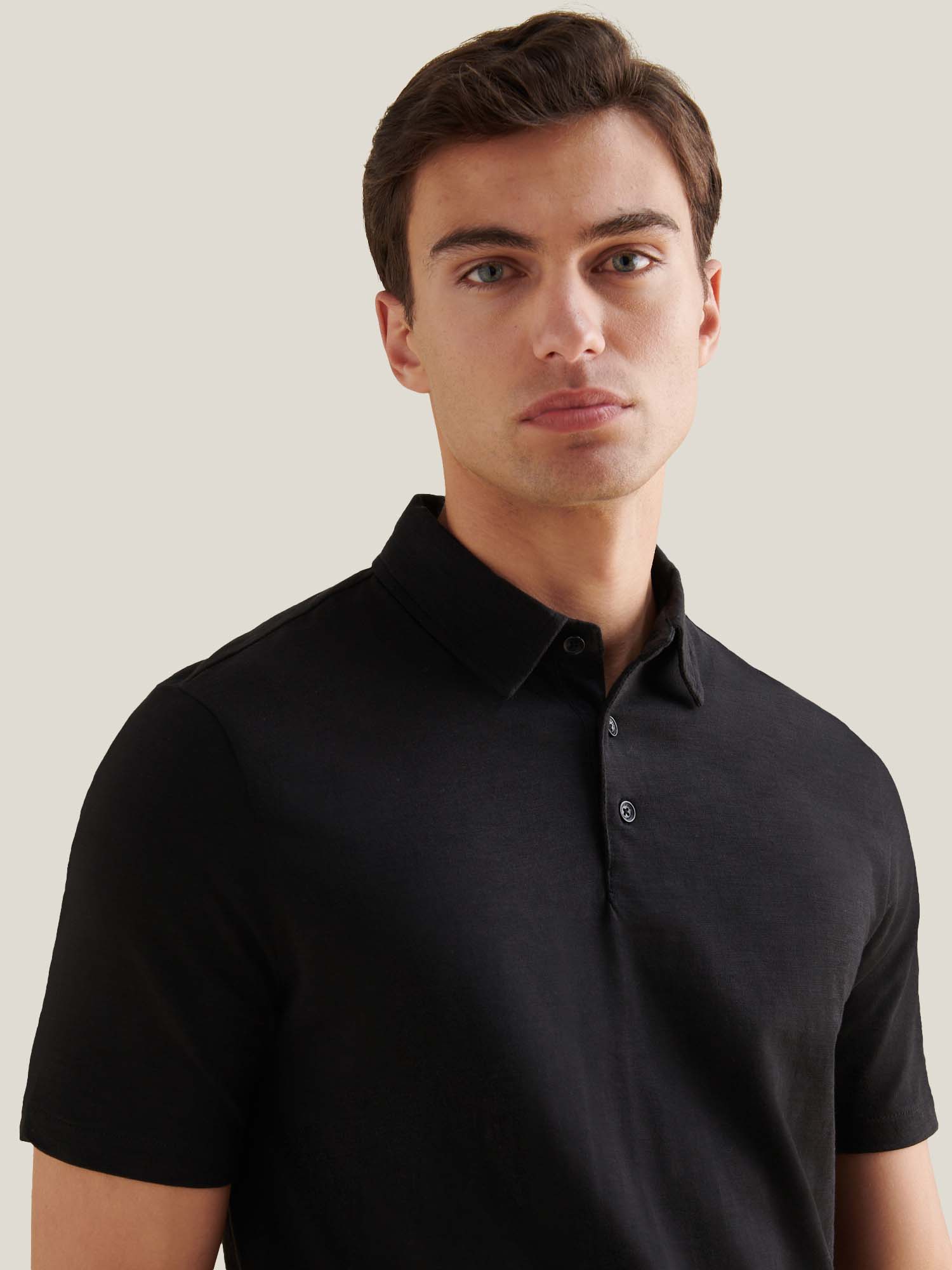 Peckham Rye Slub Black Polo Shirt