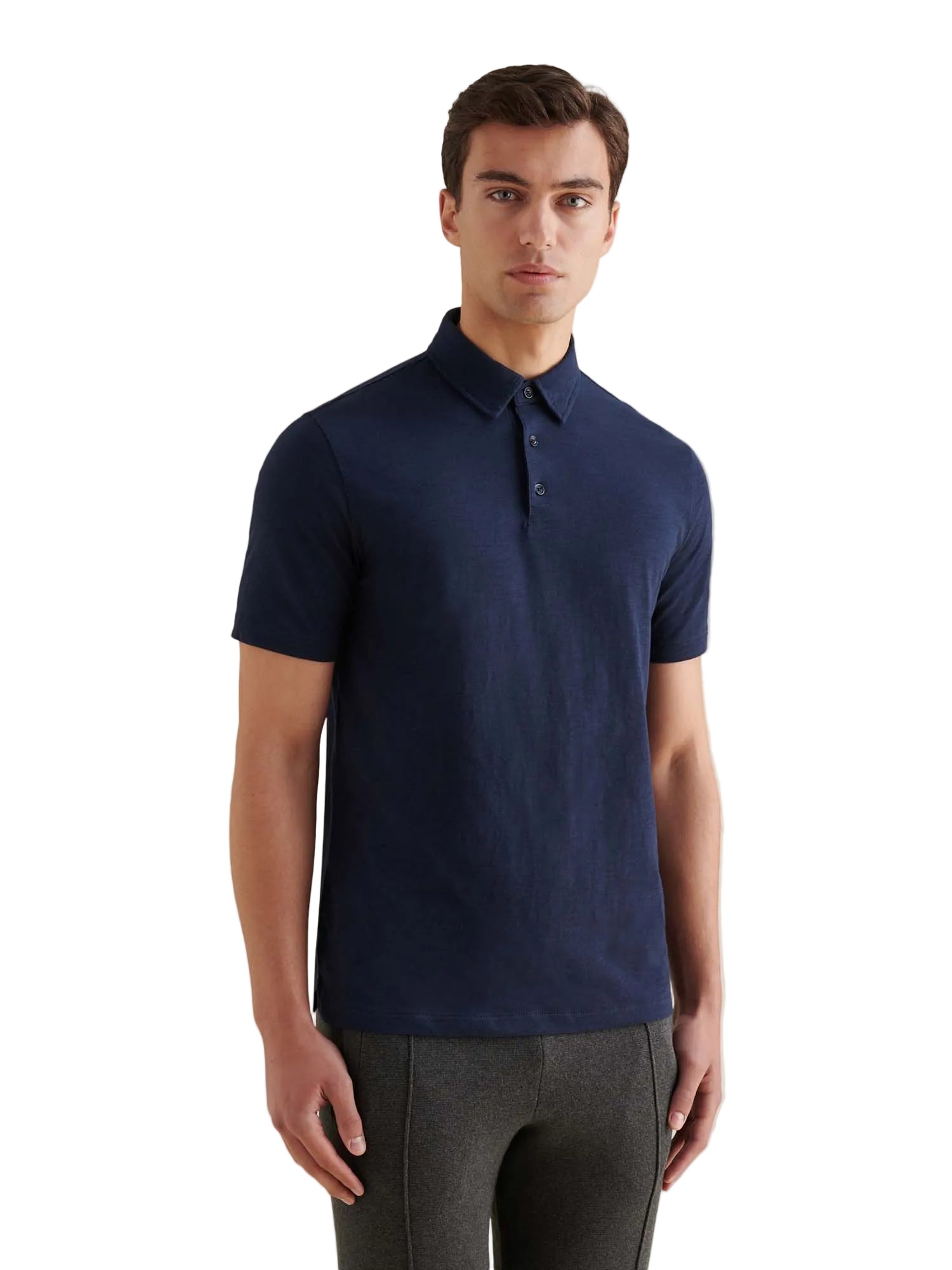 Peckham Rye Slub Dark Sapphire Navy Polo Shirt