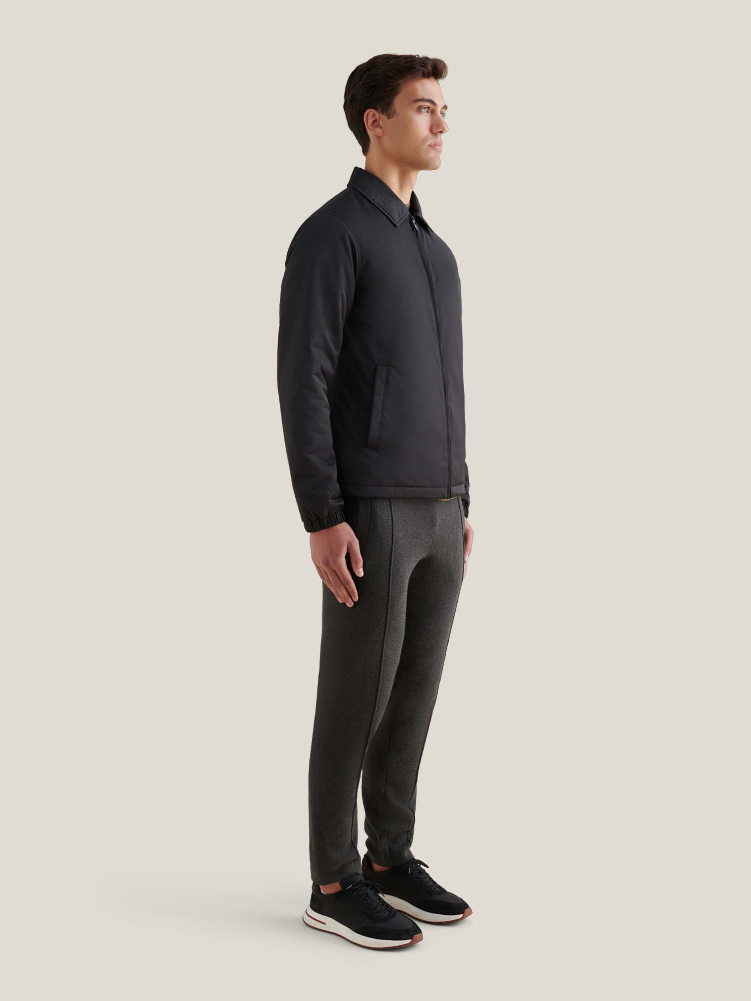 Peckham Rye Light Padded Collar Black Bomber Jacket