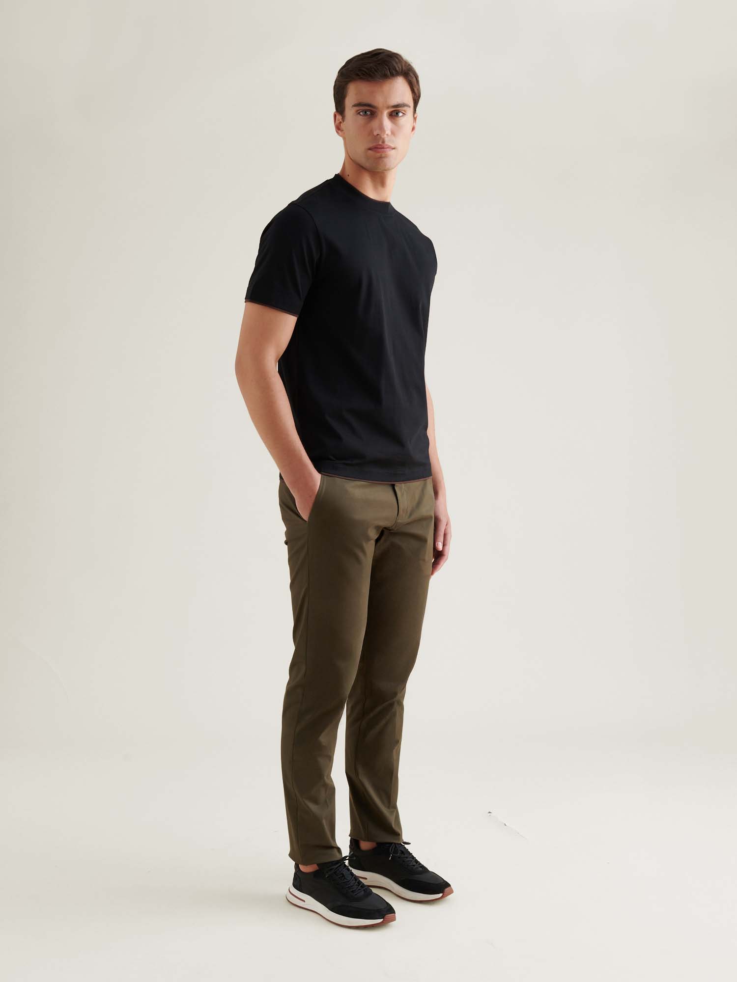 Peckham Rye Double Layer Mercerised Cotton Black T-Shirt