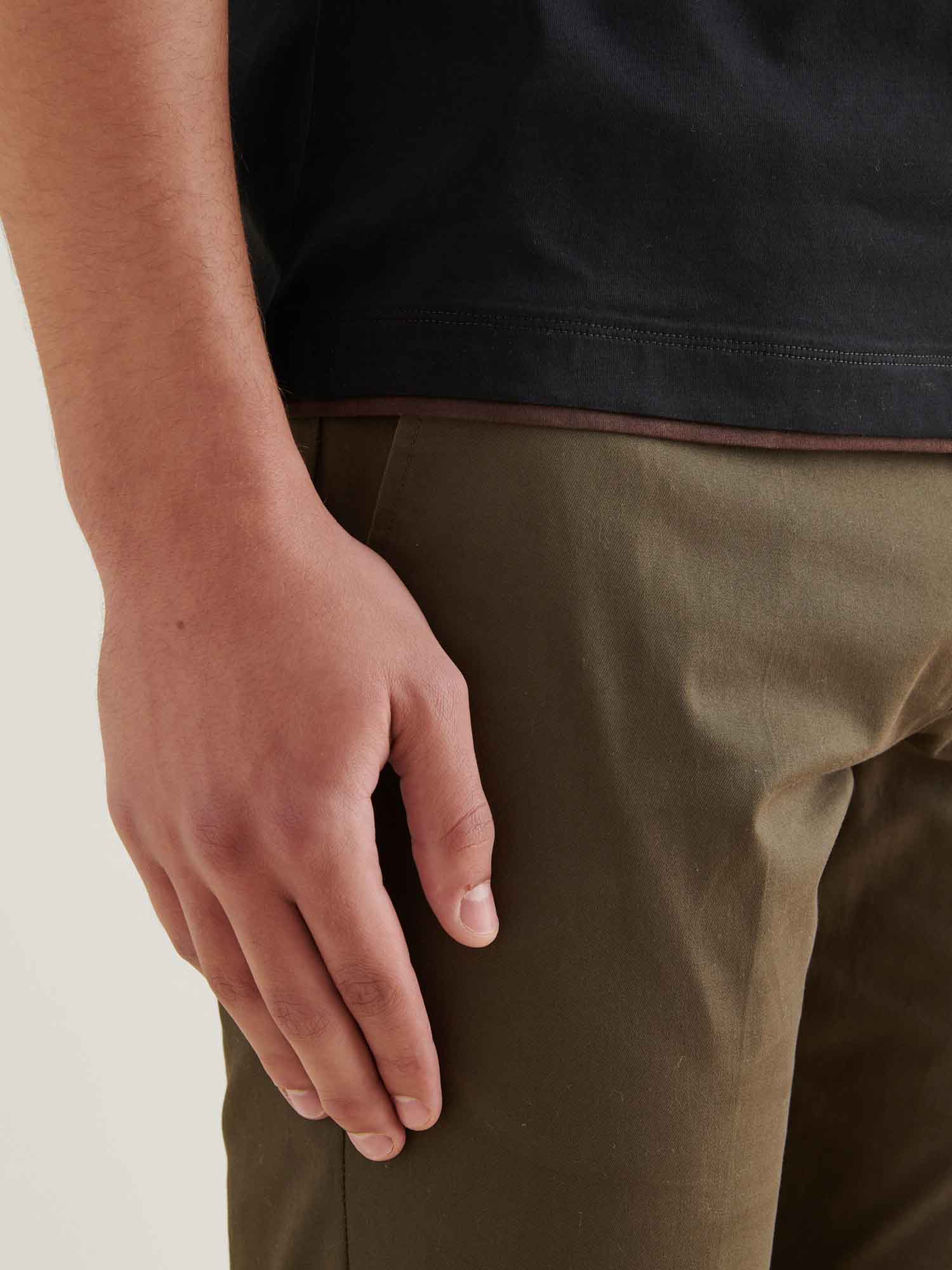 Peckham Rye Double Layer Mercerised Cotton Black T-Shirt