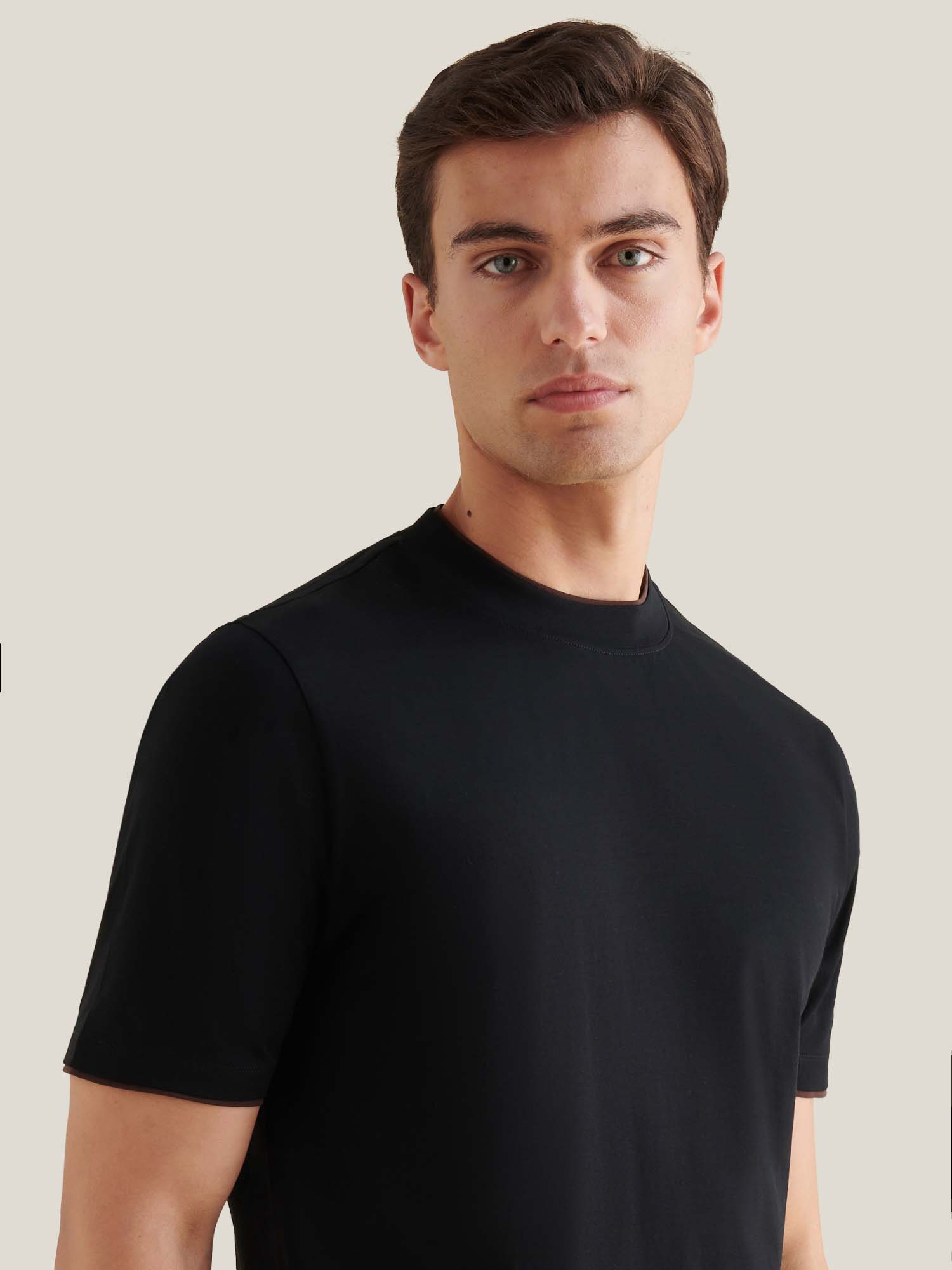 Peckham Rye Double Layer Mercerised Cotton Black T-Shirt