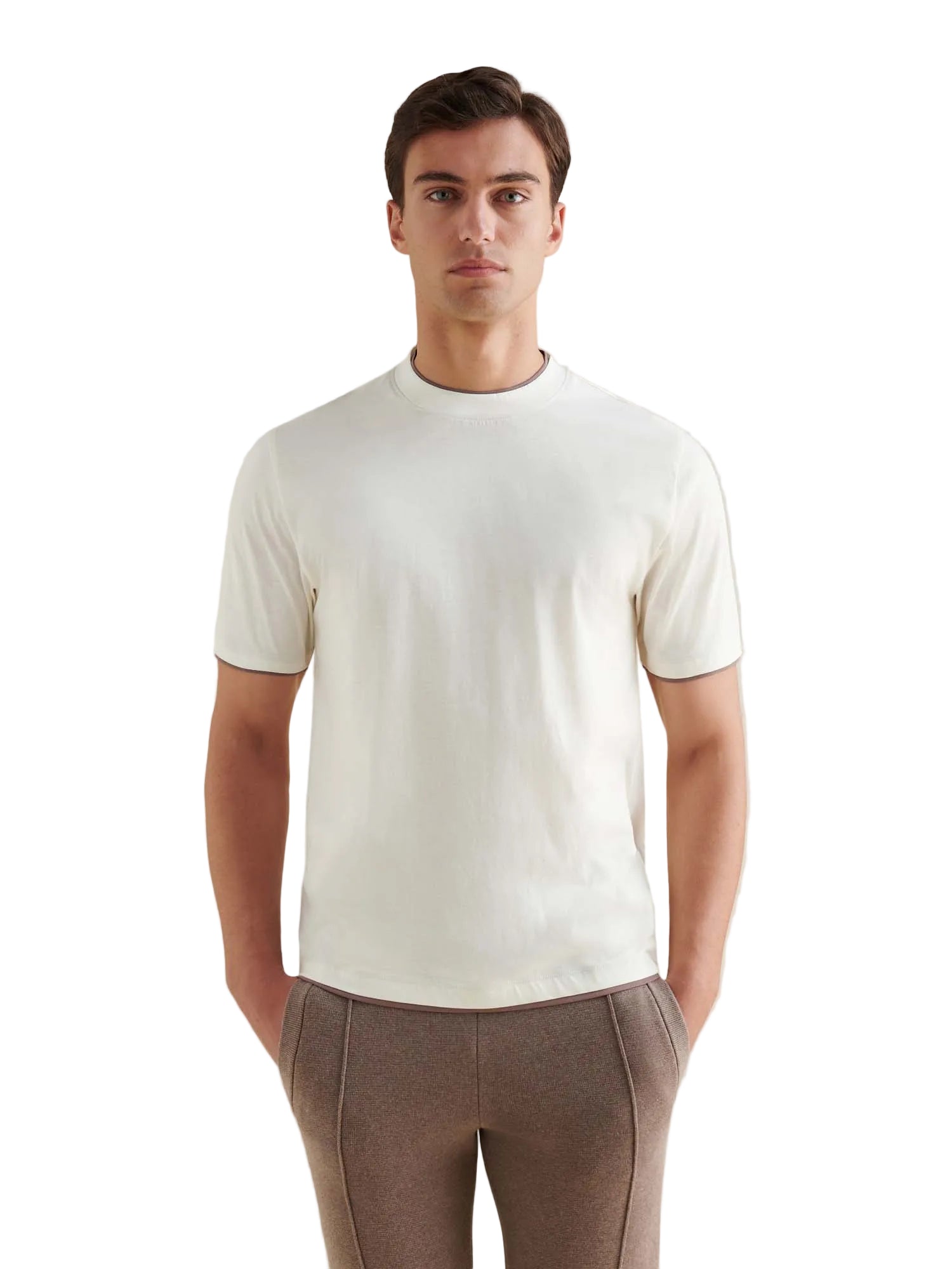 Peckham Rye Double Layer Mercerised Cotton Egret T-Shirt