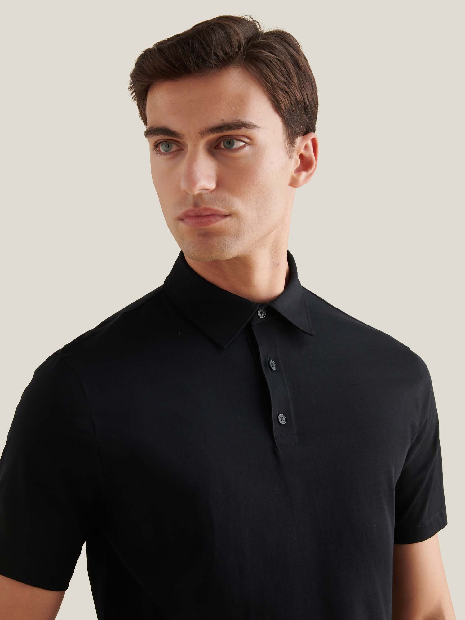 Peckham Rye Mercerised Cotton Black Polo Shirt