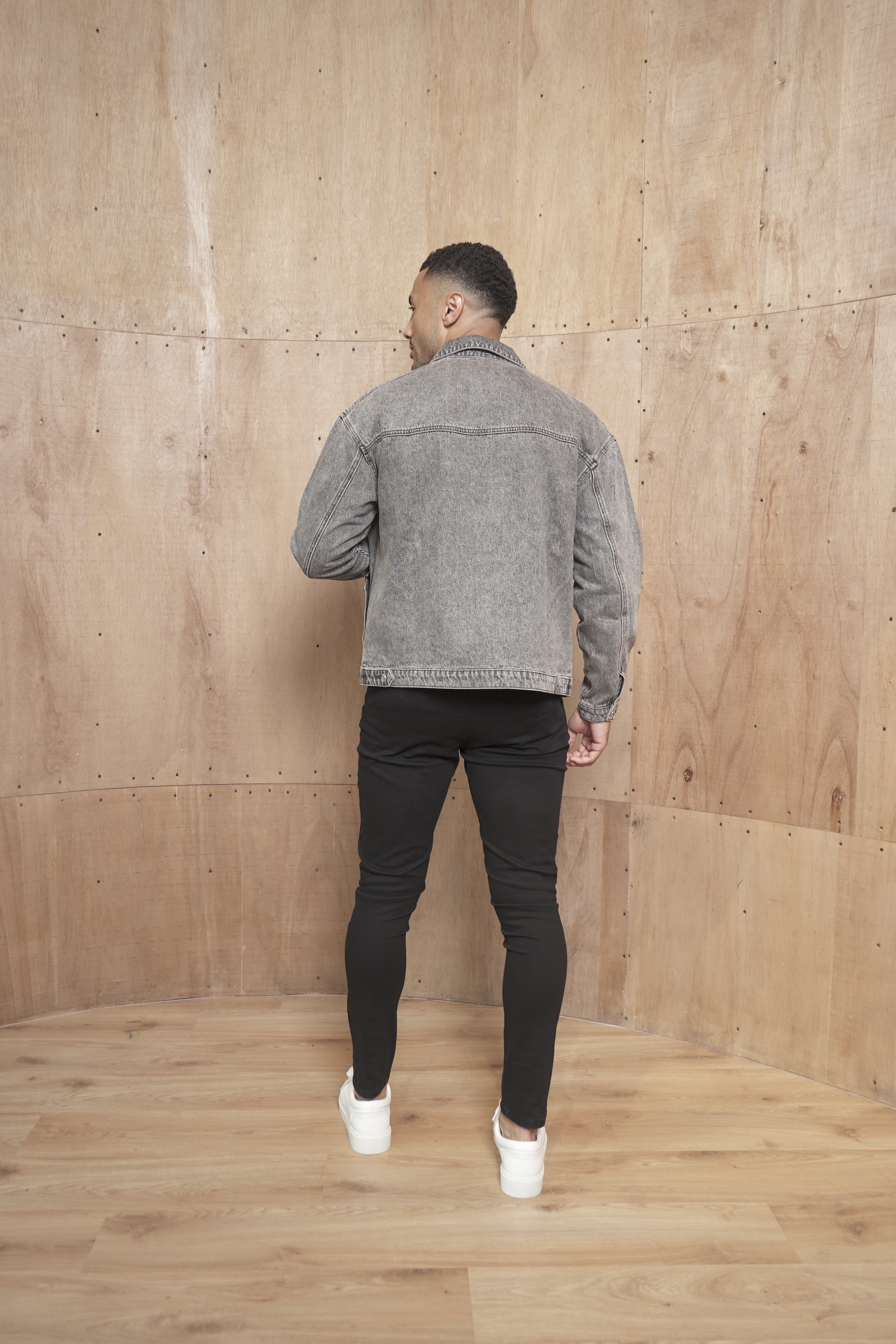 CAPO Washed Black Zip-Up Denim Jacket