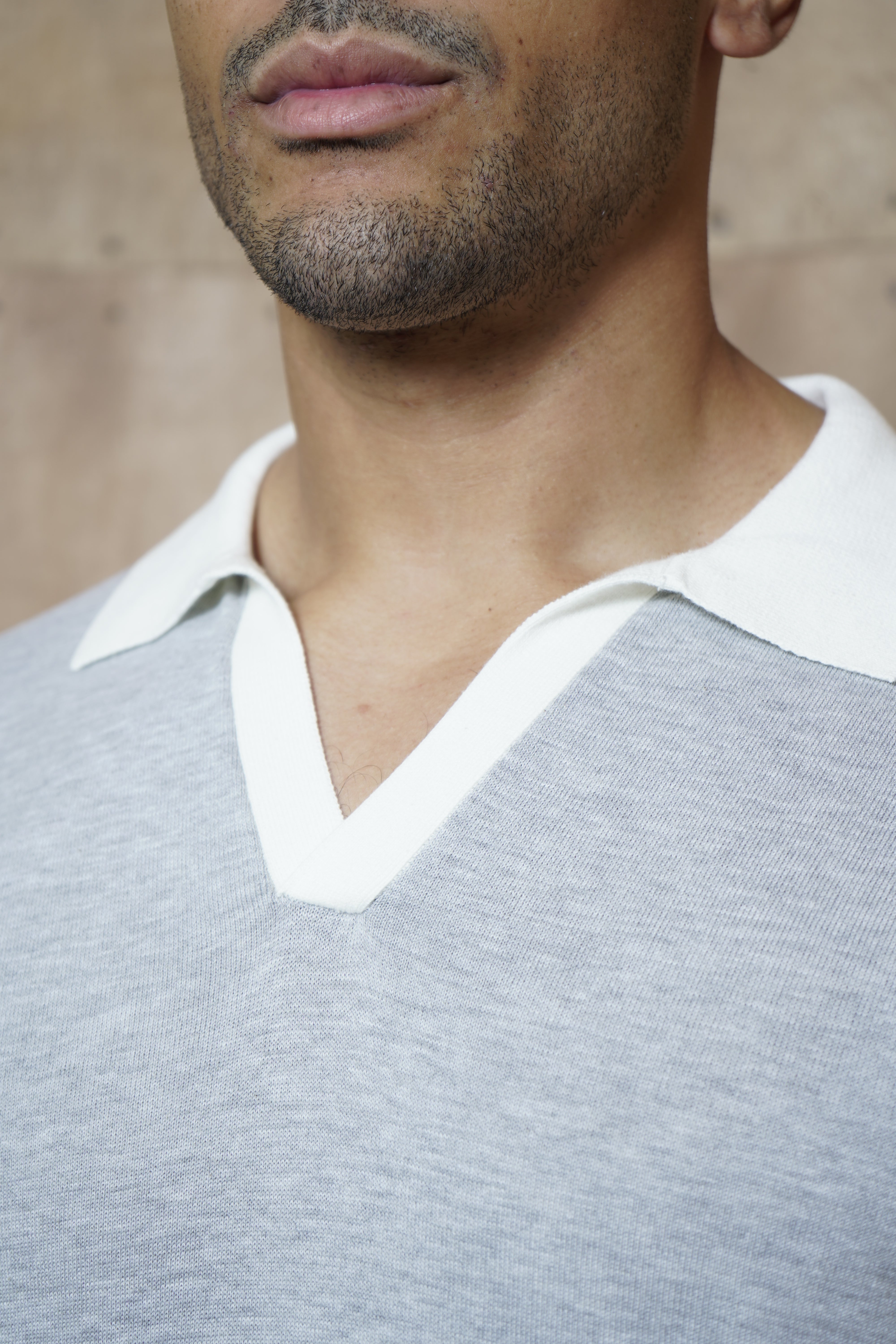CAPO Egyptian Cotton Contrast Collar Grey Polo Shirt