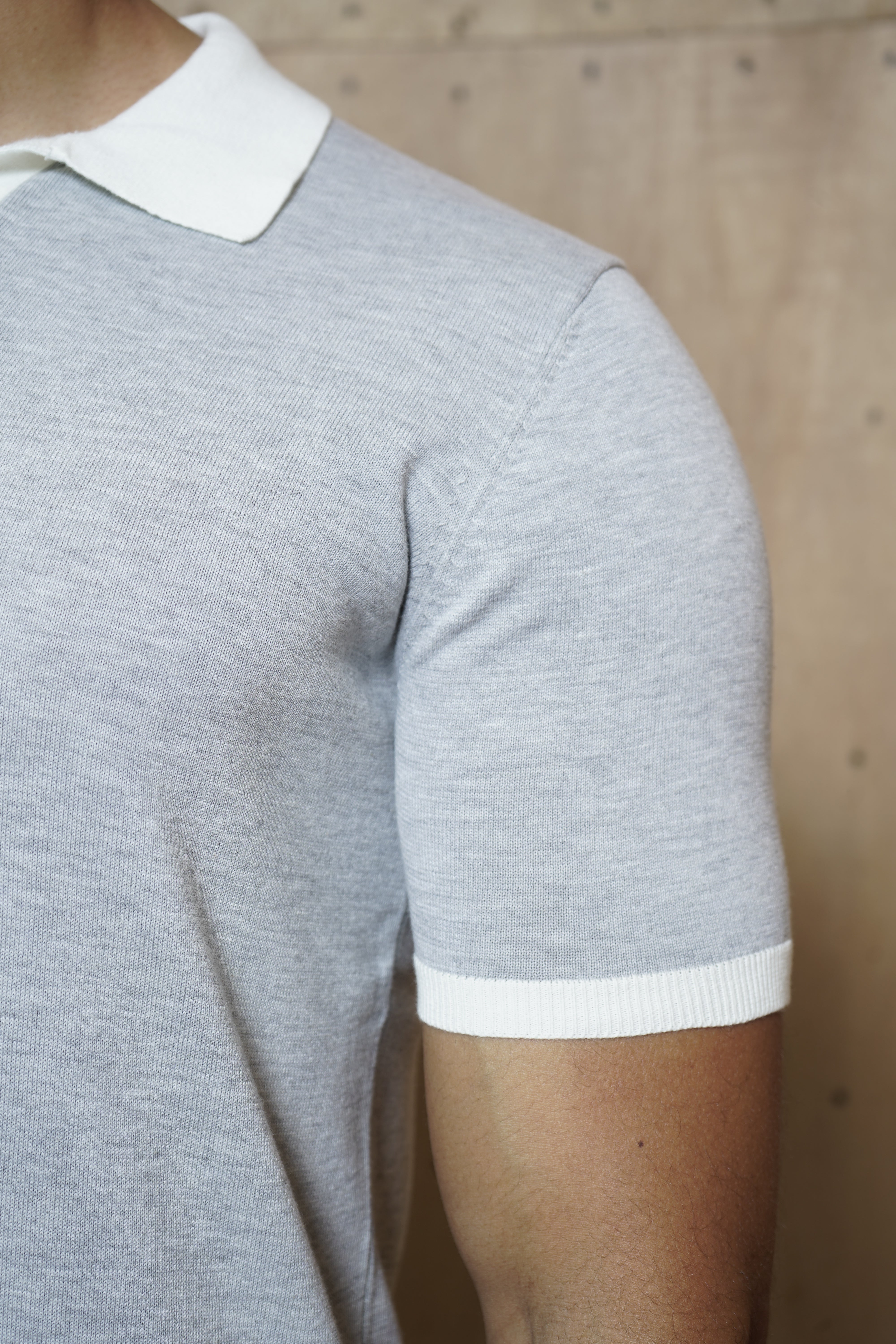 CAPO Egyptian Cotton Contrast Collar Grey Polo Shirt