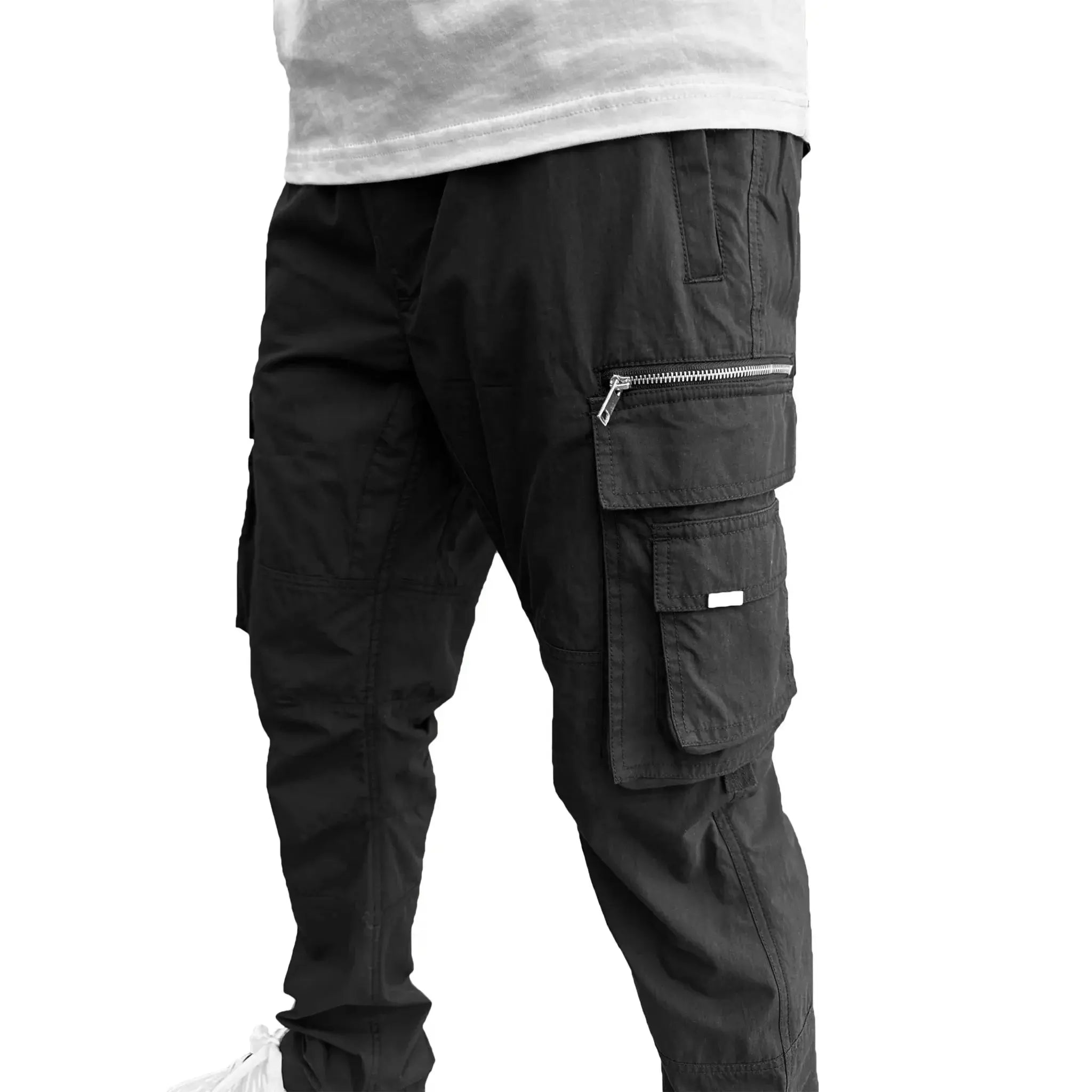 Detail view of SIARR Military Black Cargo Pants