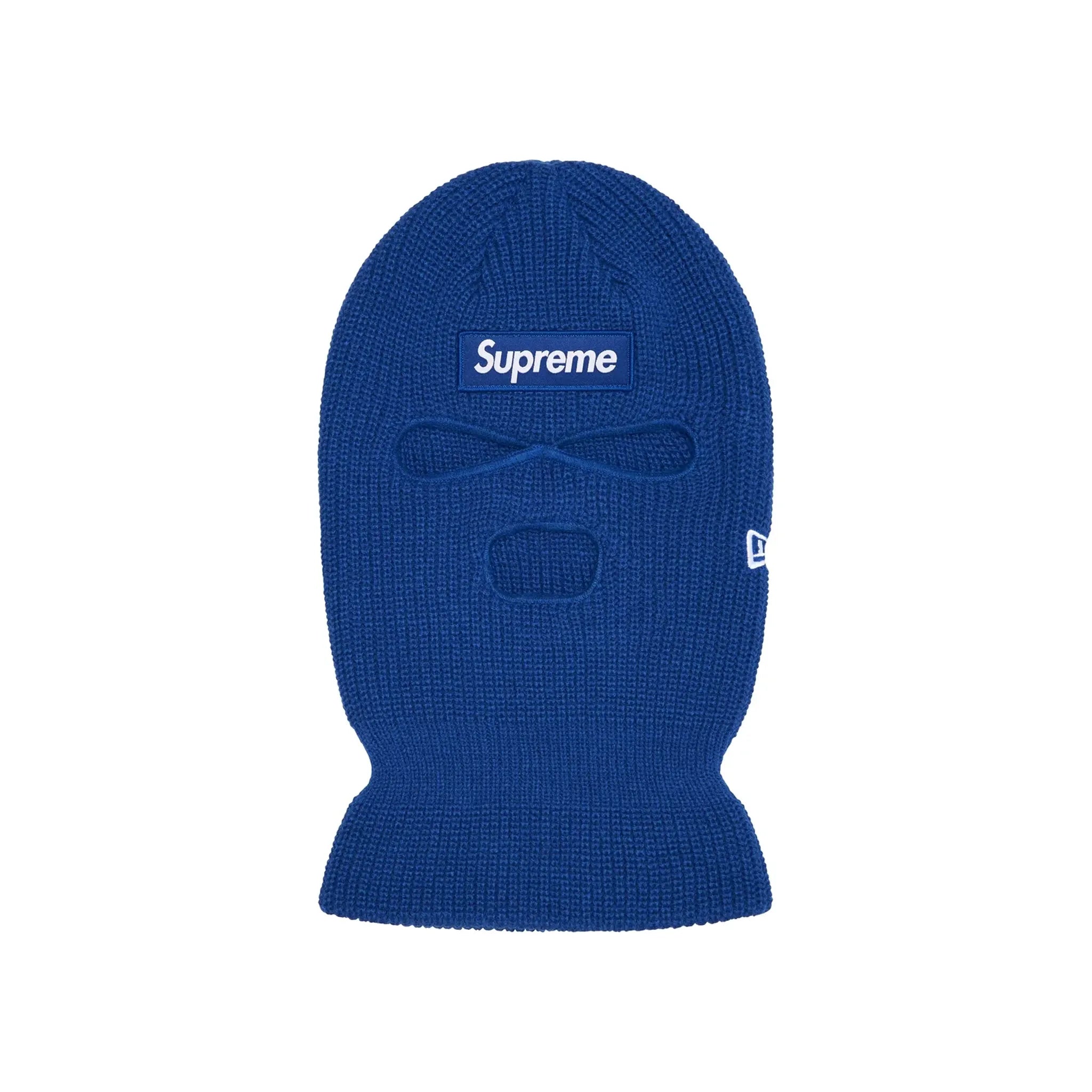 Front view of Supreme New Era Box Logo Balaclava Light Royal