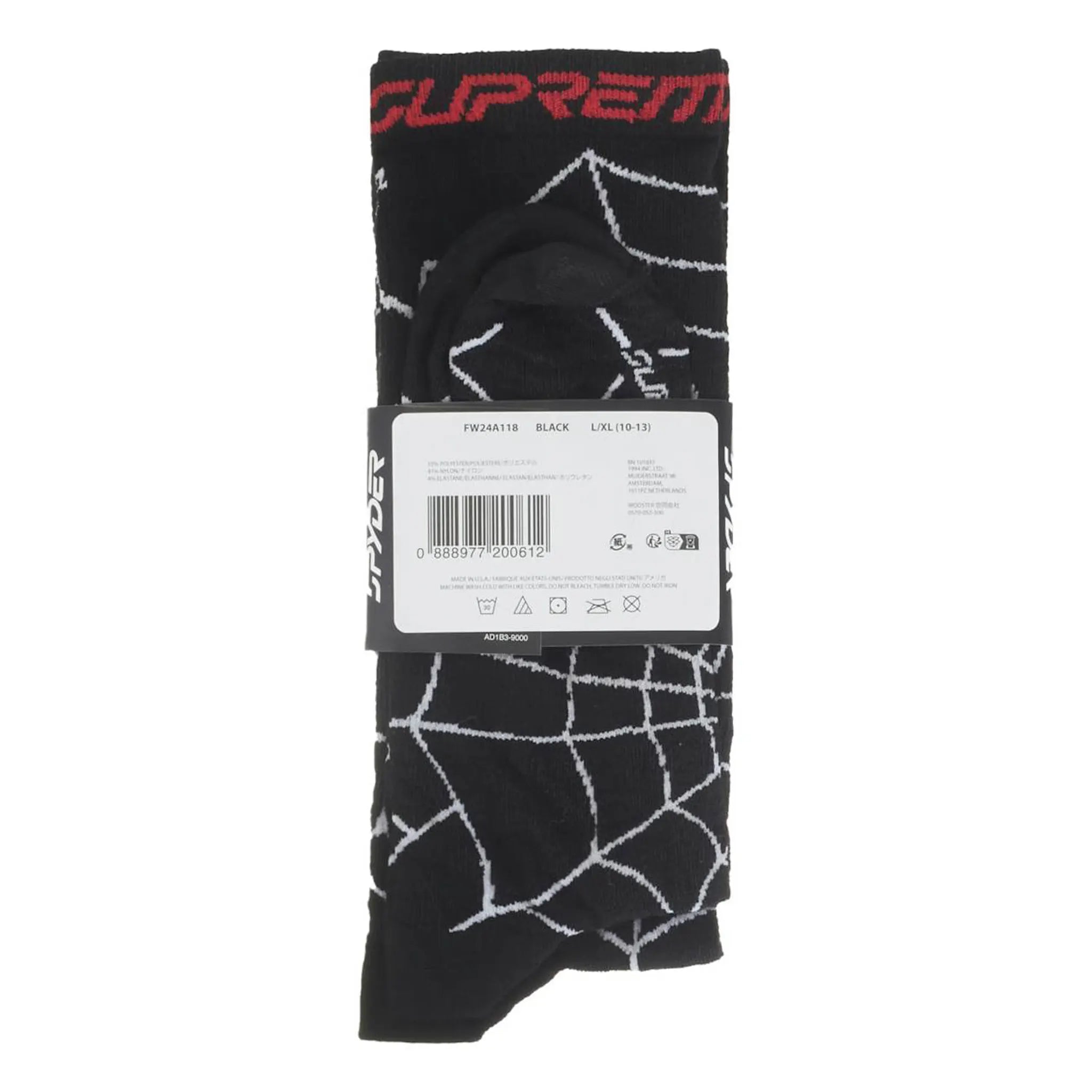 View of Supreme Spyder Crew Socks (1 Pack) Black