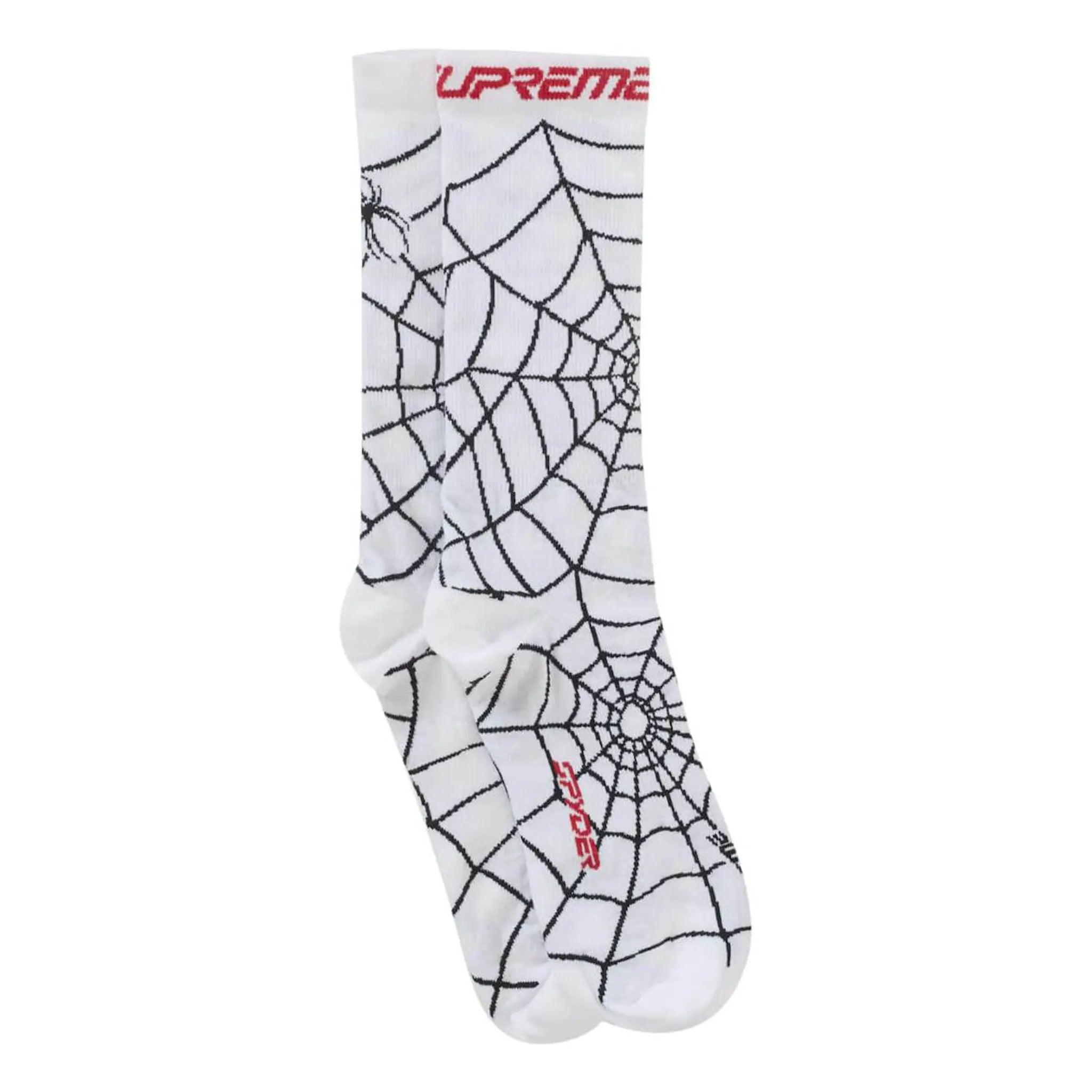 Front view of Supreme Spyder Crew Socks (1 Pack) White SUP-SPY-CRWSK-WHT-OS