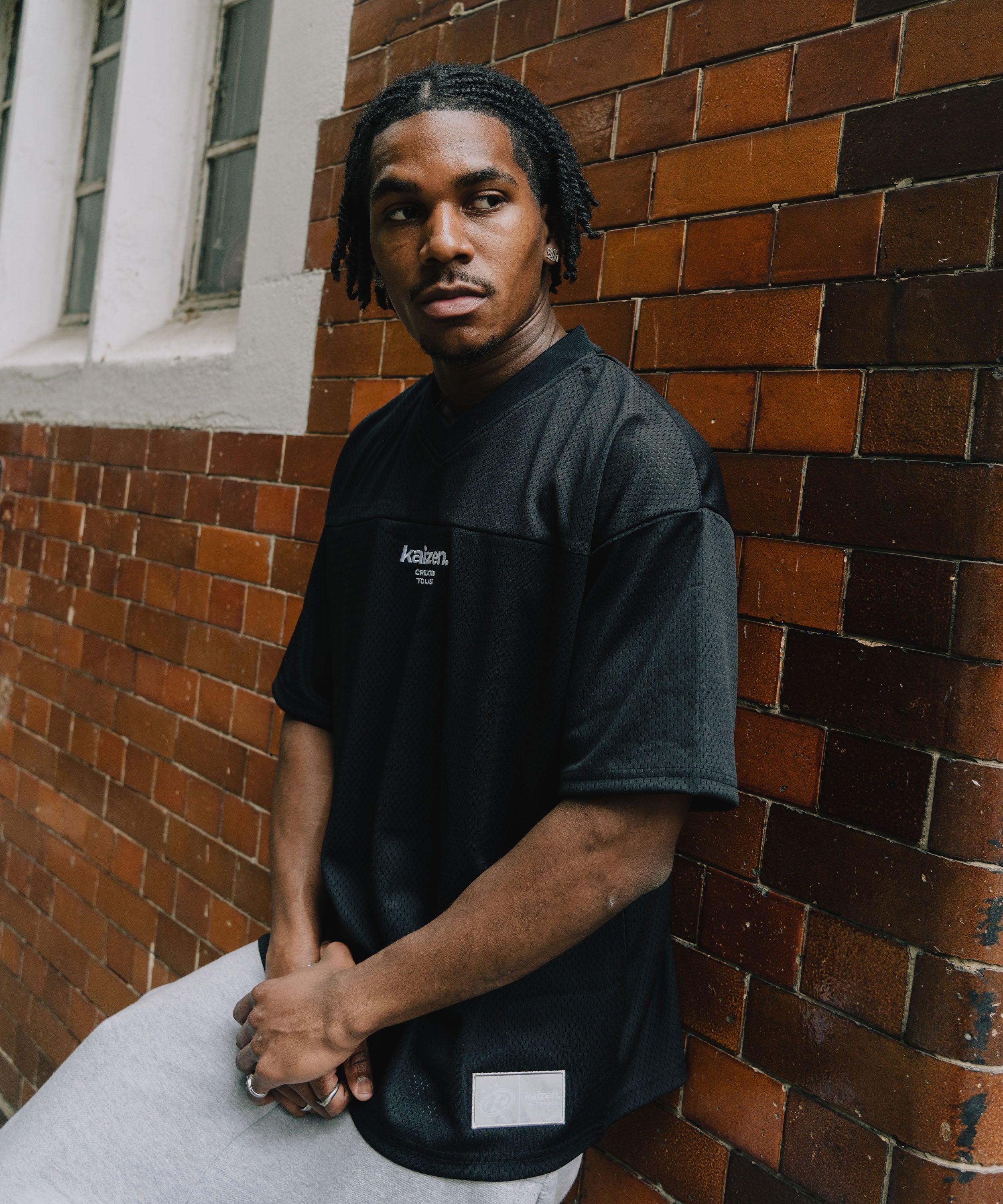 Model view of Kaizen Market Mesh Black Jersey
