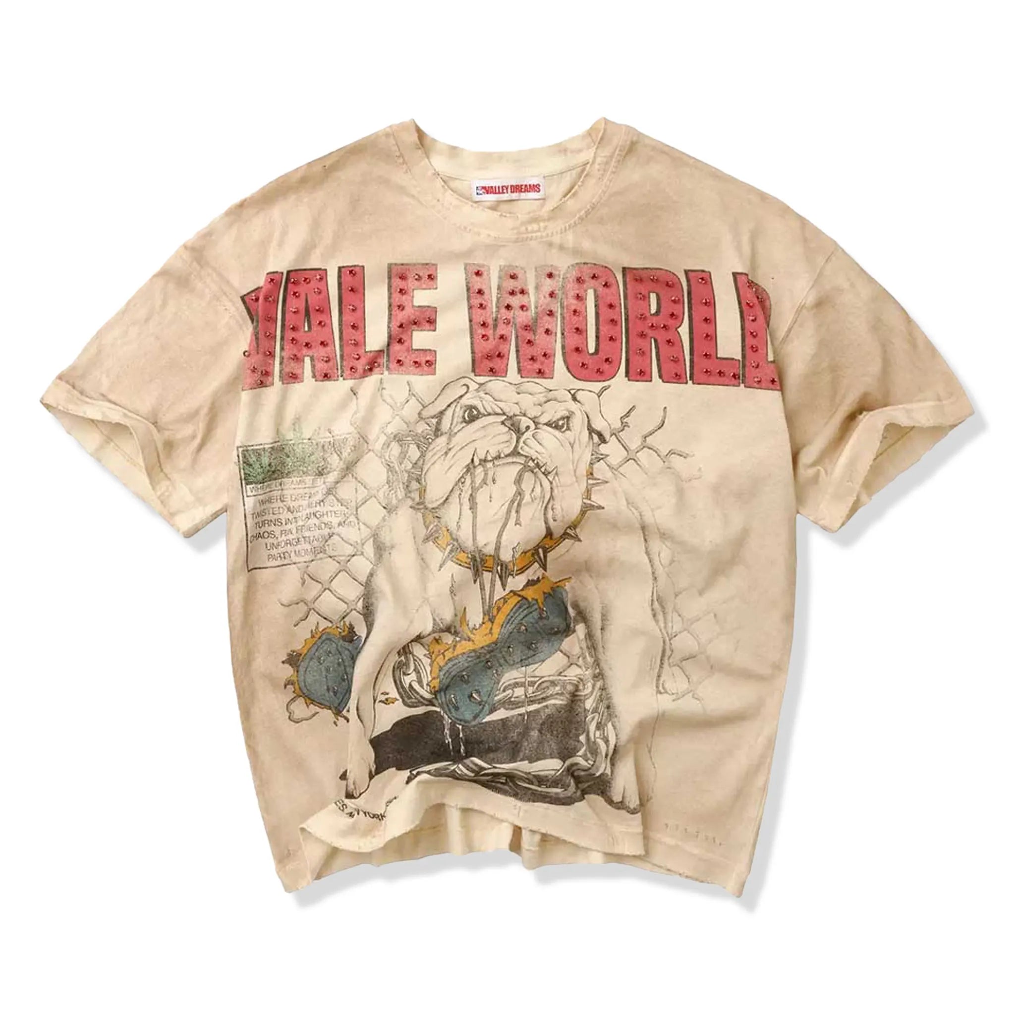 Front View of Vale Forever Dog Yard Natural T-Shirt
