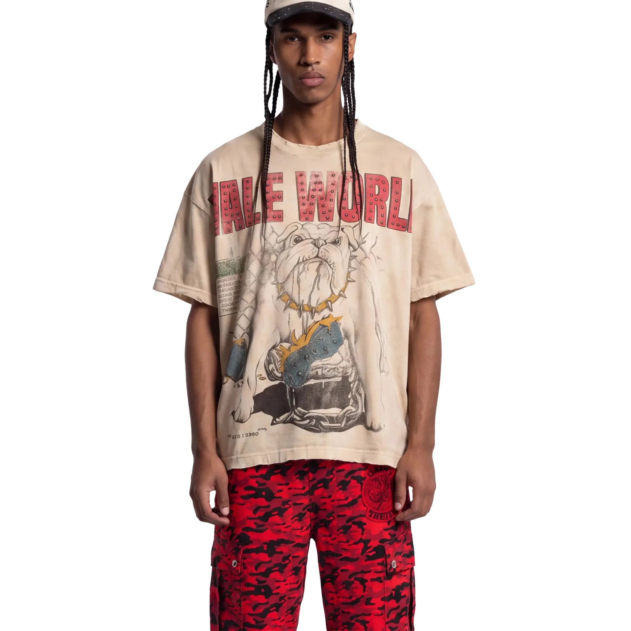 Front View of Vale Forever Dog Yard Natural T-Shirt