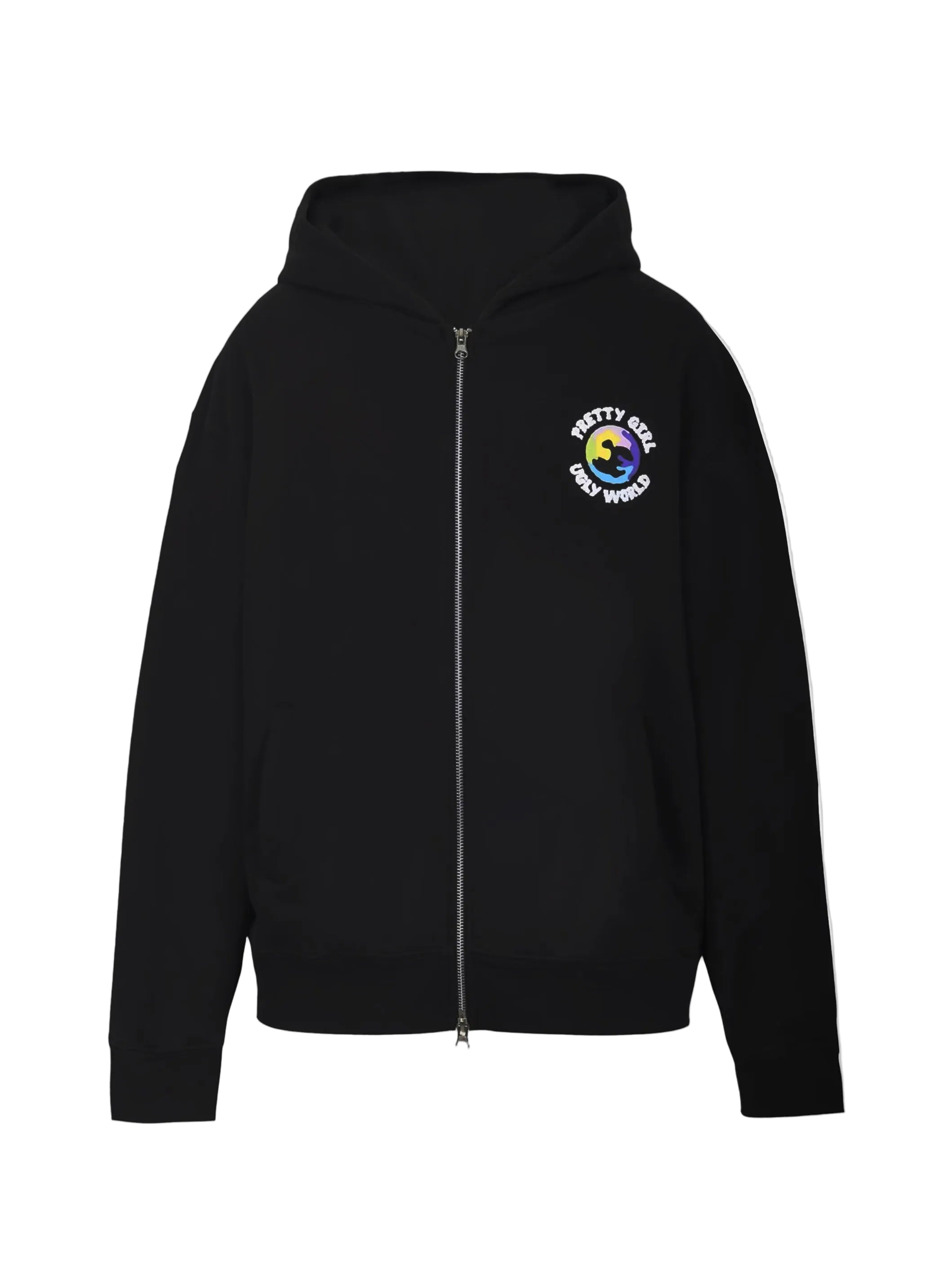 Pretty Girl Ugly World Zip Black Hoodie