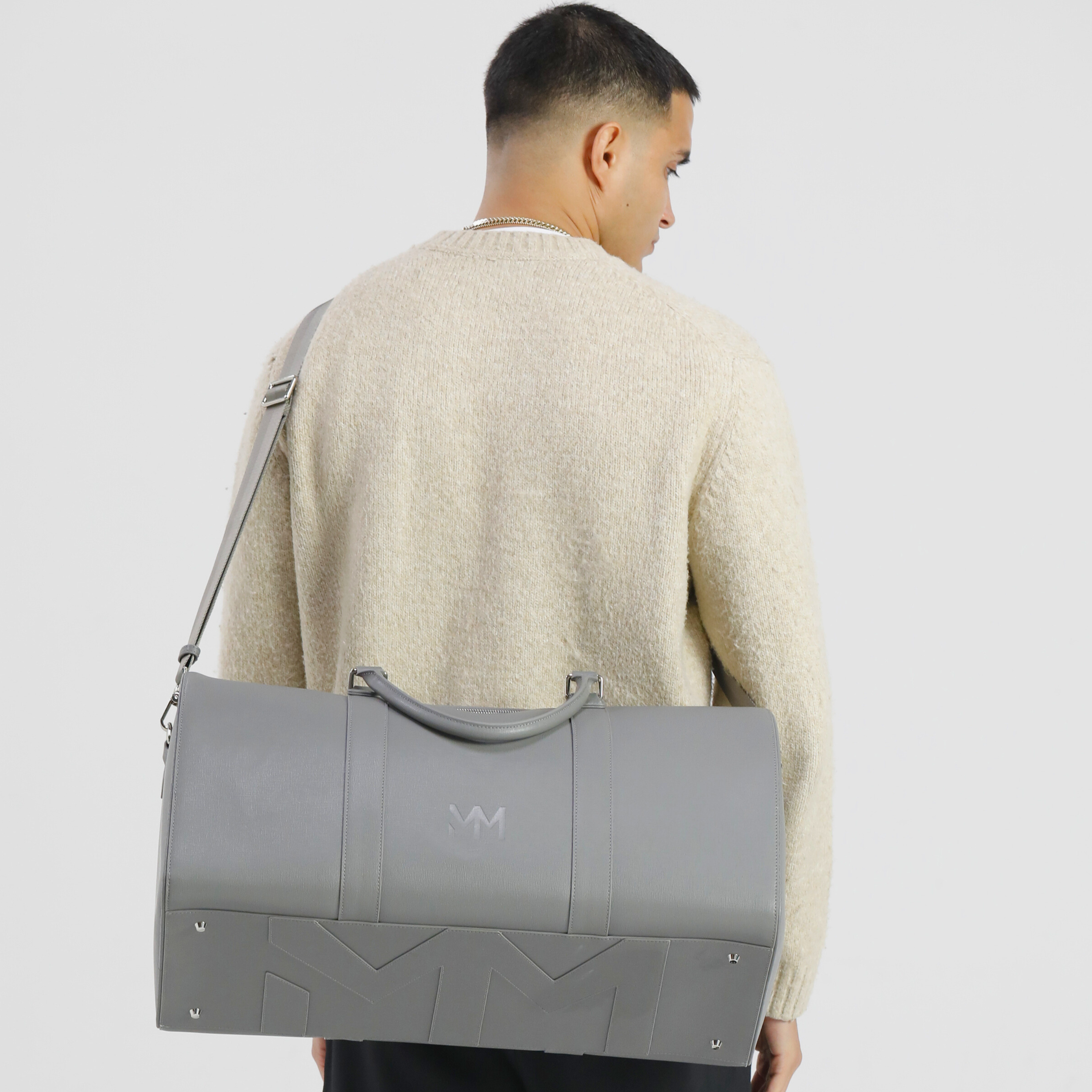 MM London Nardo Saffiano Grey Duffel Bag