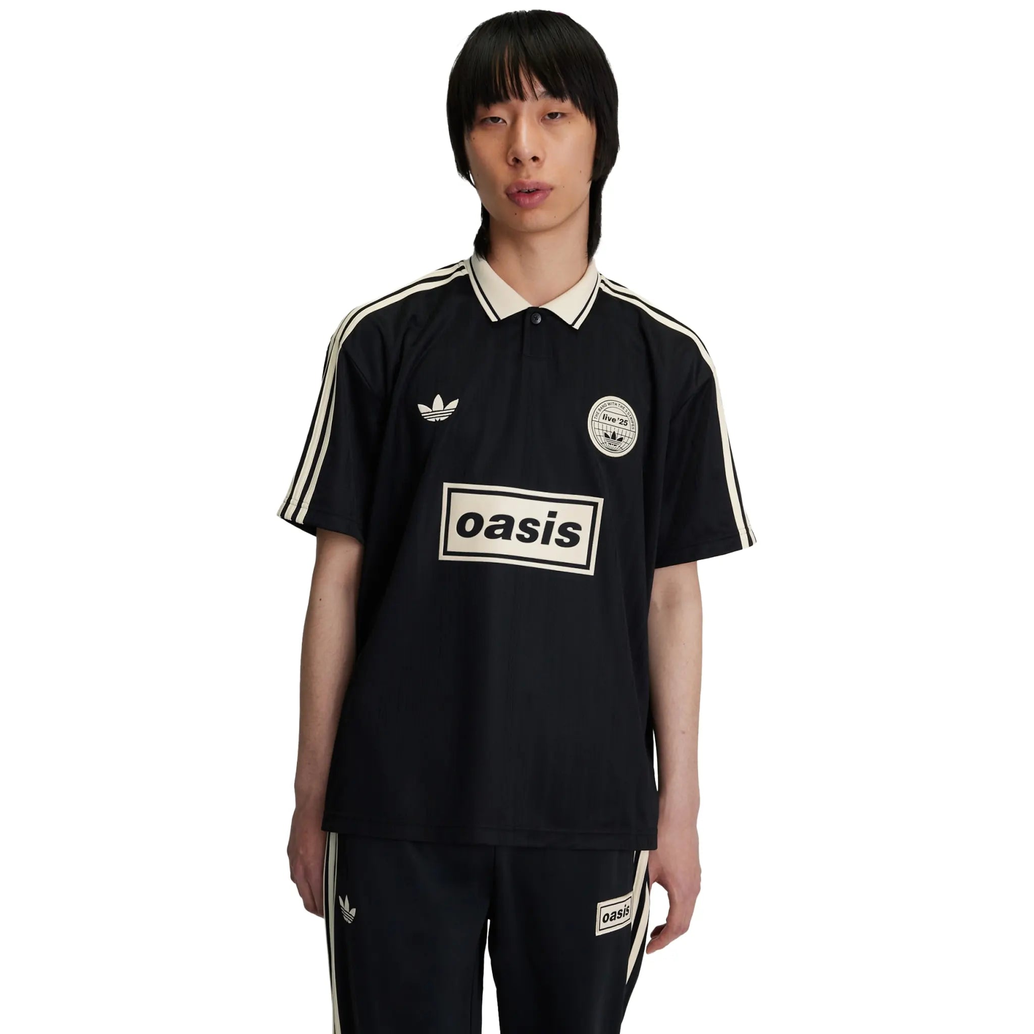 Front View of Adidas x Oasis Tour Jacquard Black Jersey KT3437