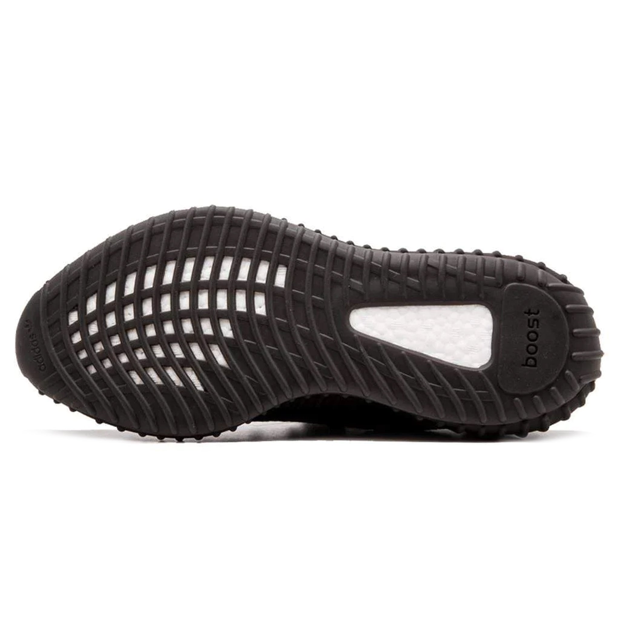 Sole view of Adidas Yeezy Boost 350 V2 Bred Core Black Red CP9652