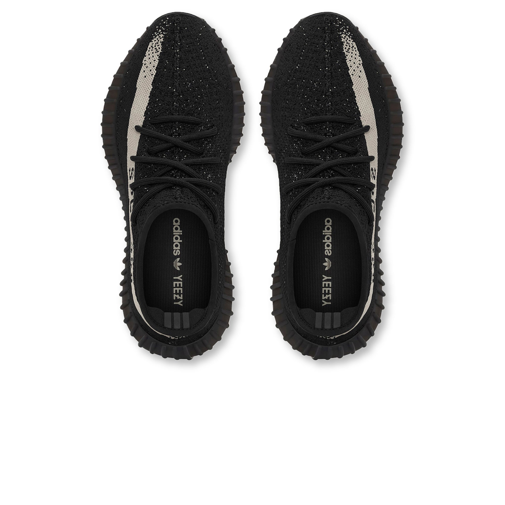 Top down view of Adidas Yeezy Boost 350 V2 Core Black White (Oreo) BY1604