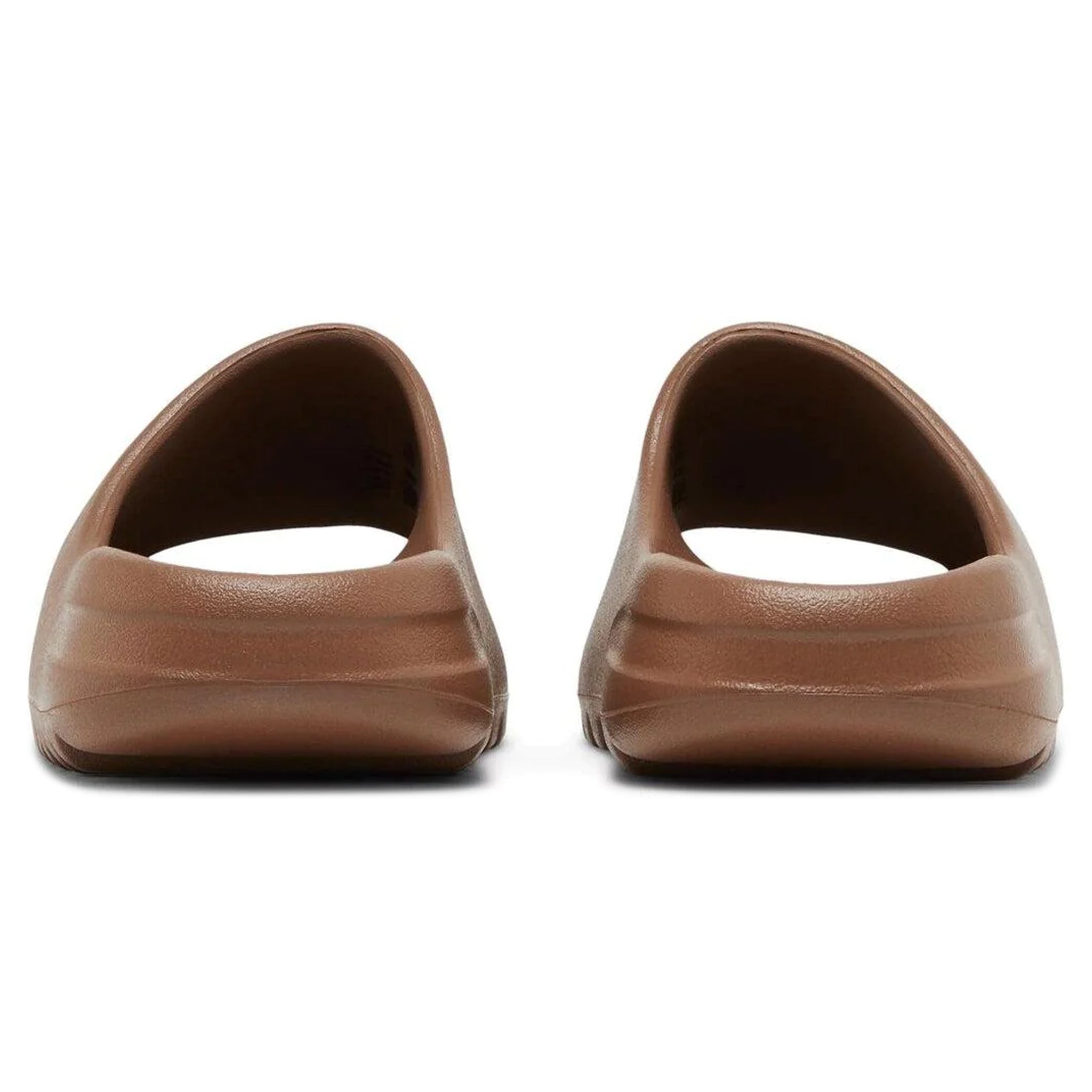 Heel view of Adidas Yeezy Slide Flax FZ5896