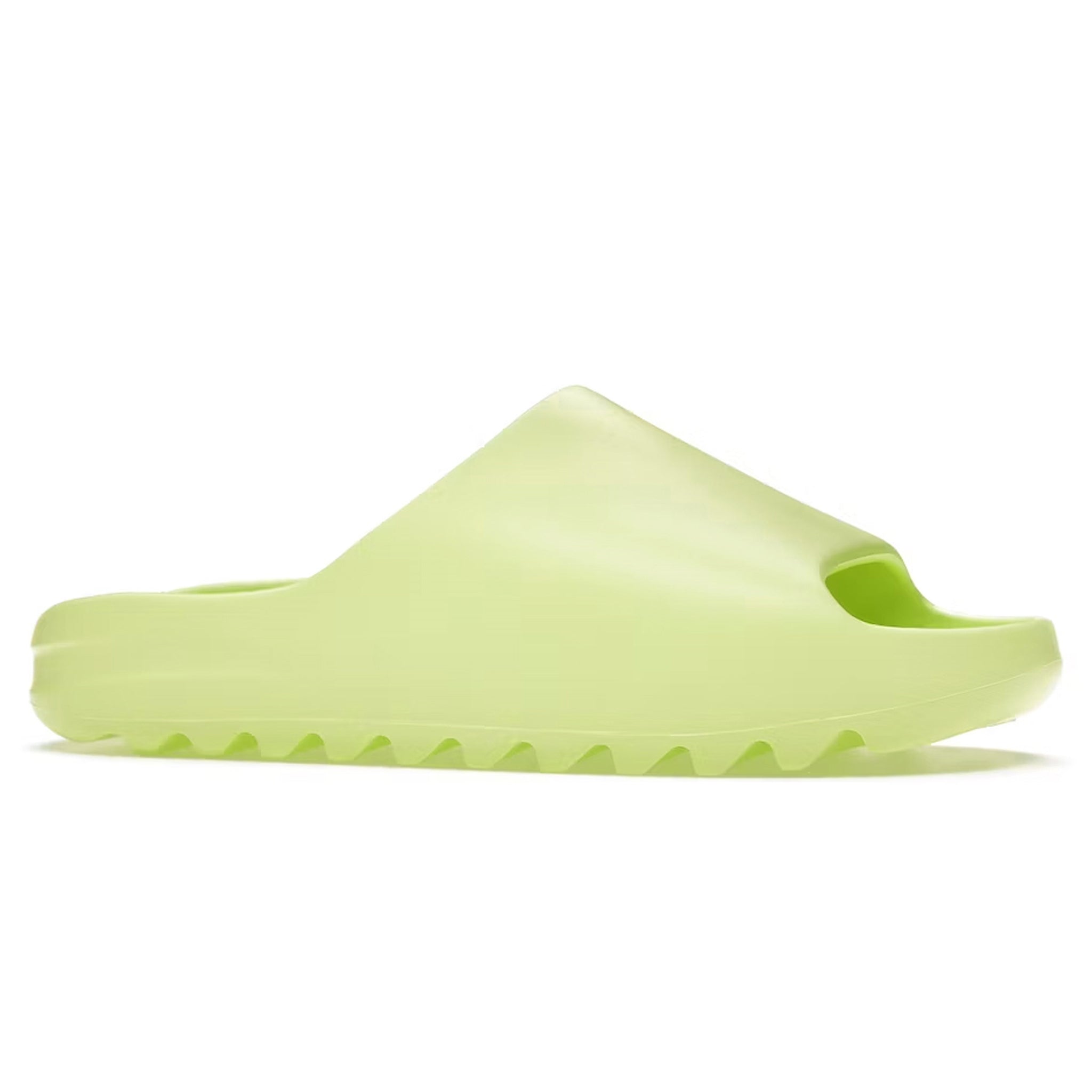 Front view of Adidas Yeezy Slide Glow Green GX6138