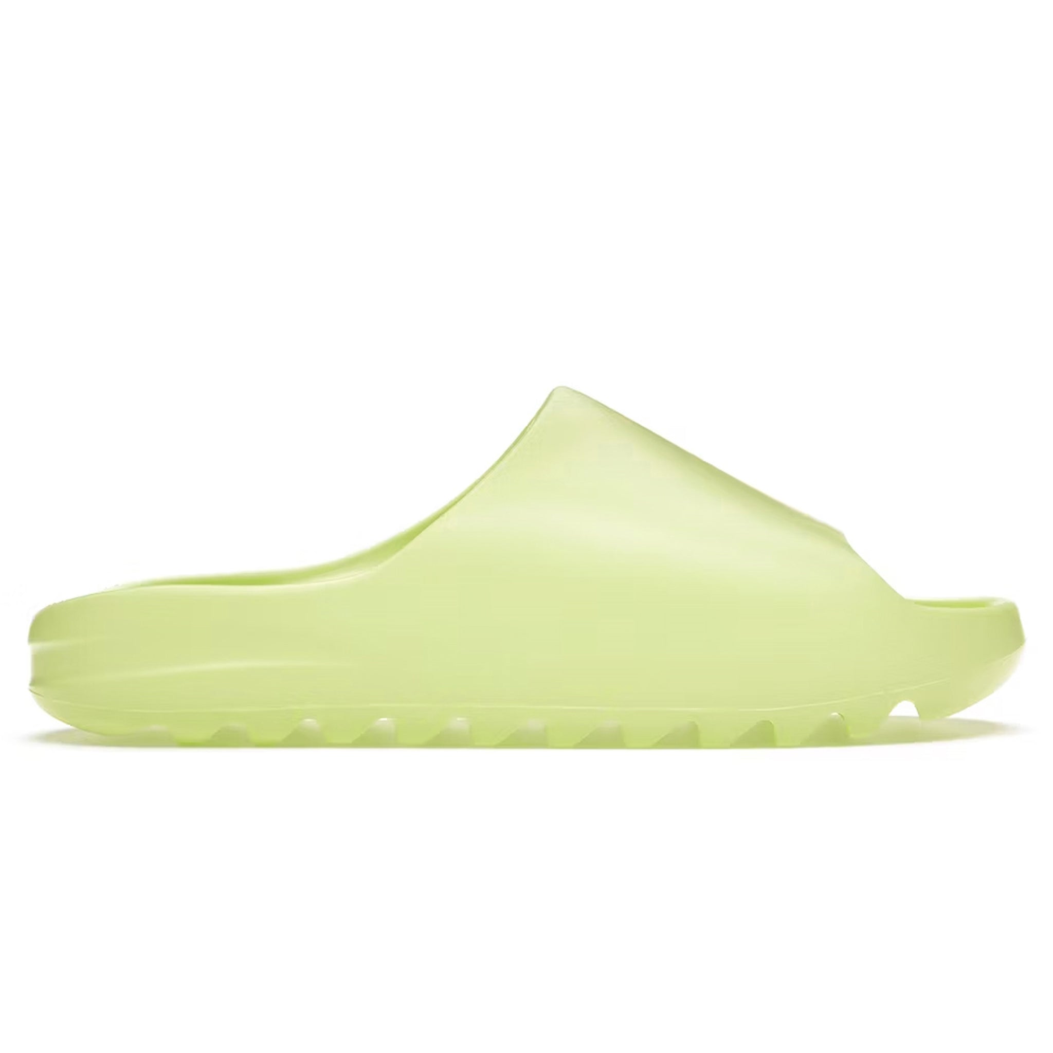 Side view of Adidas Yeezy Slide Glow Green GX6138