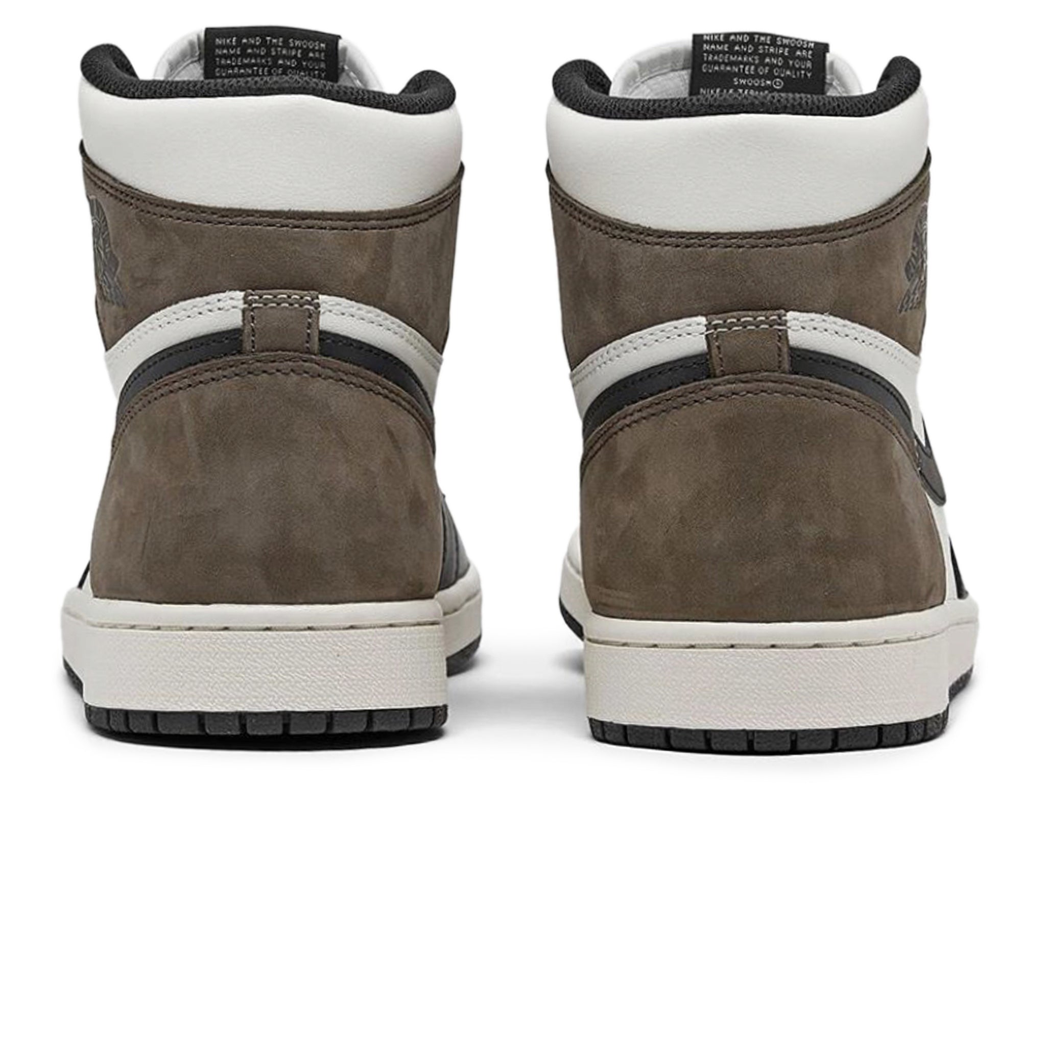 Heel view of Air Jordan 1 High Mocha 555088-105