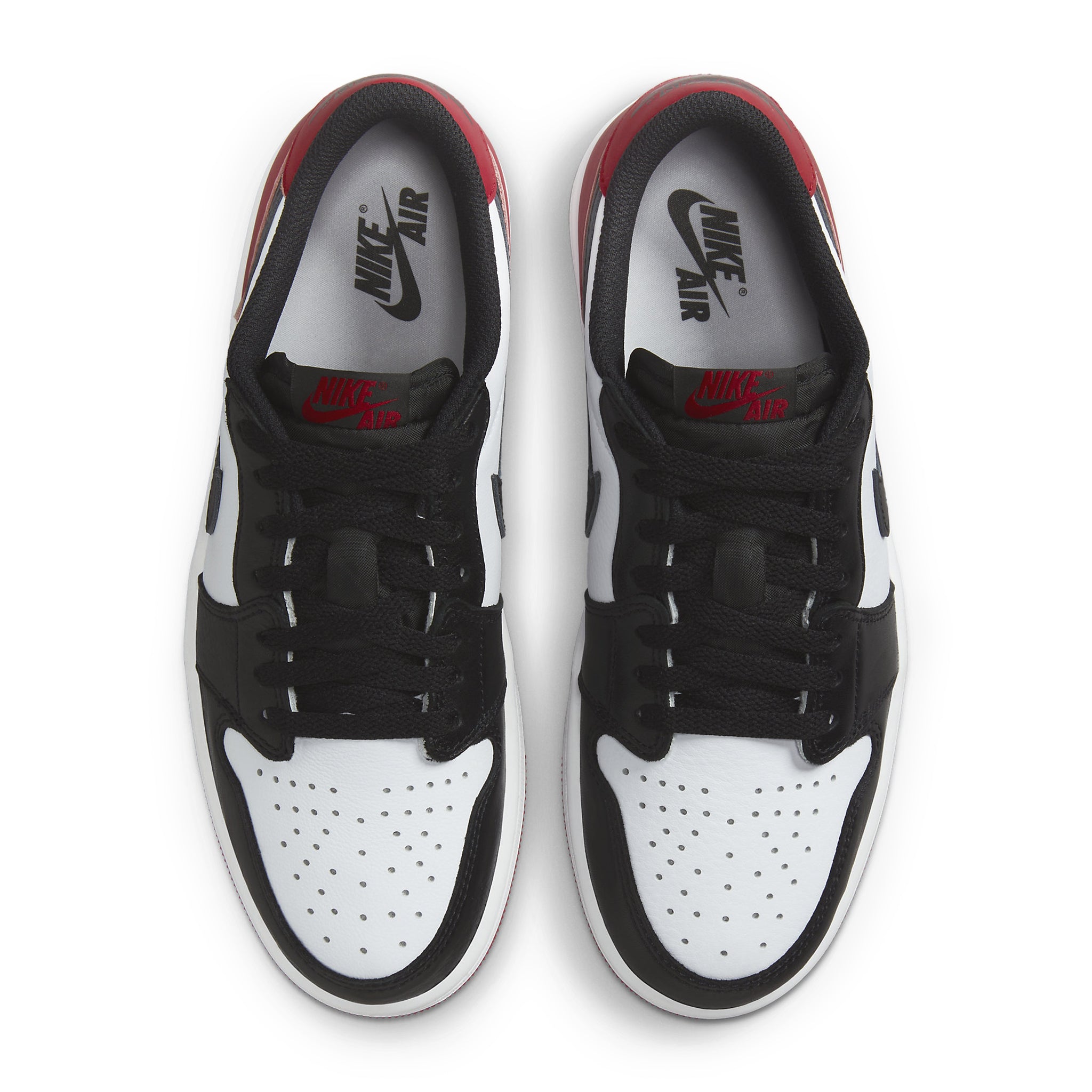 Top view of Air Jordan 1 Low Black Toe CZ0790-106