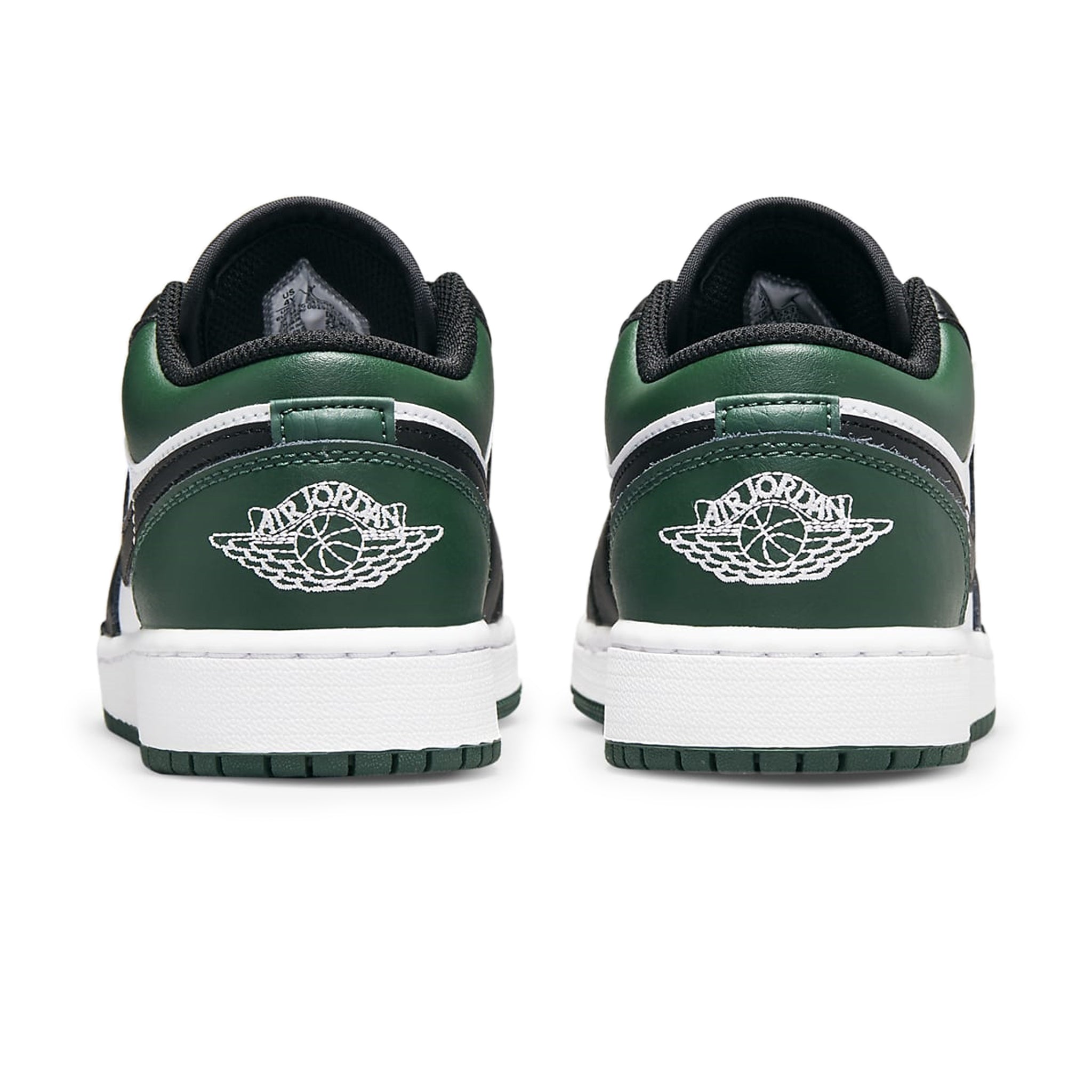 Heel view of Air Jordan 1 Low Green Toe (GS) 53560-371