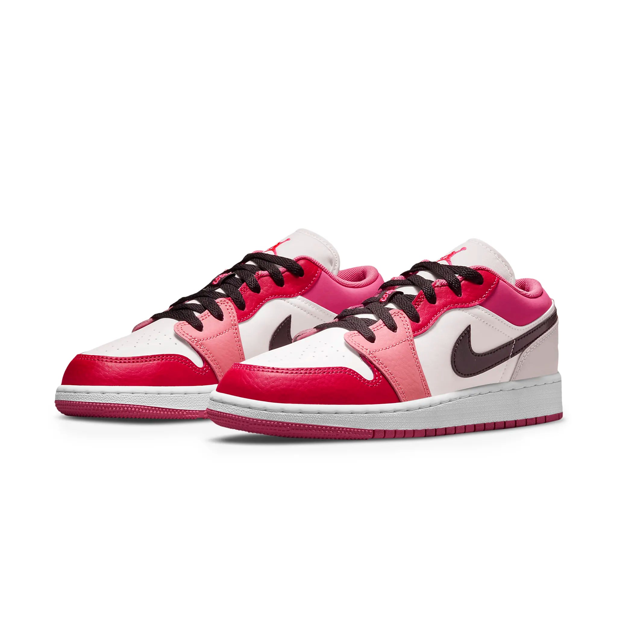 Pair view of Air Jordan 1 Low Pink Red (GS) 553560-162