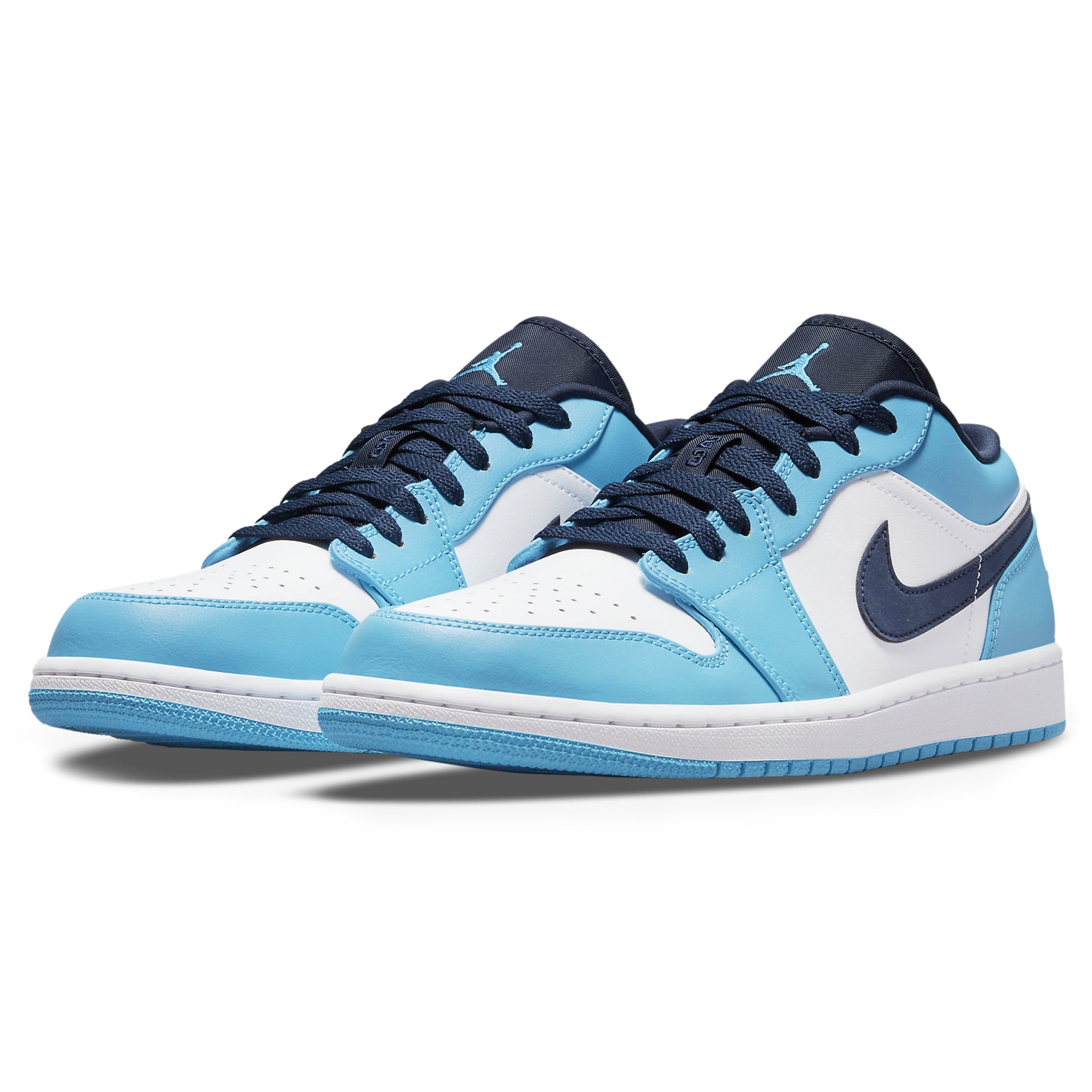 Front side view of Air Jordan 1 Low UNC University Blue Black 553558-144