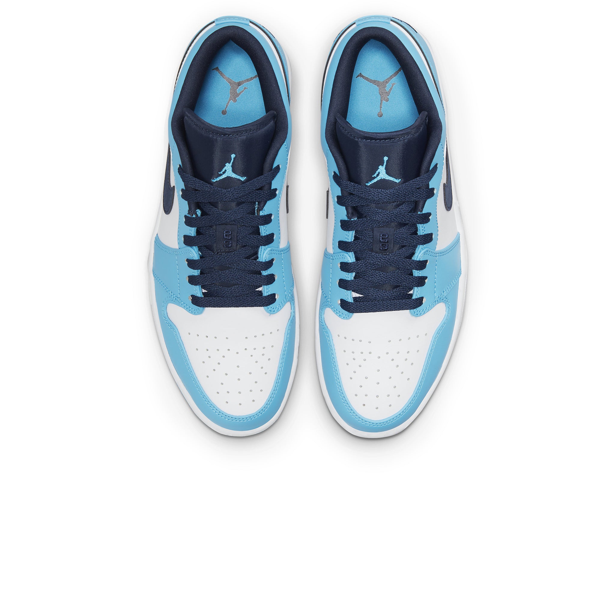 Top down view of Air Jordan 1 Low UNC University Blue Black 553558-144