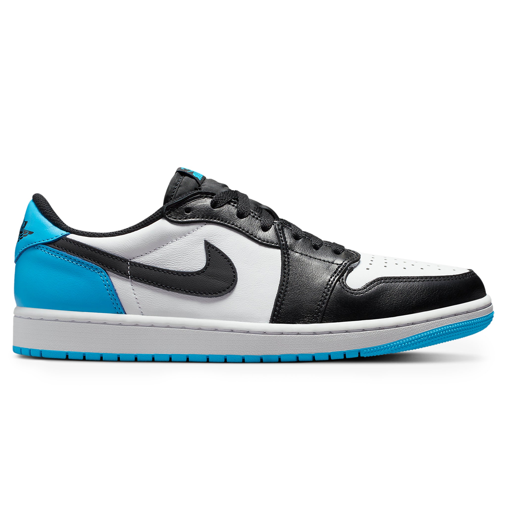 Side view of Air Jordan 1 Low Vintage OG Black Dark Powder Blue CZ0790-104