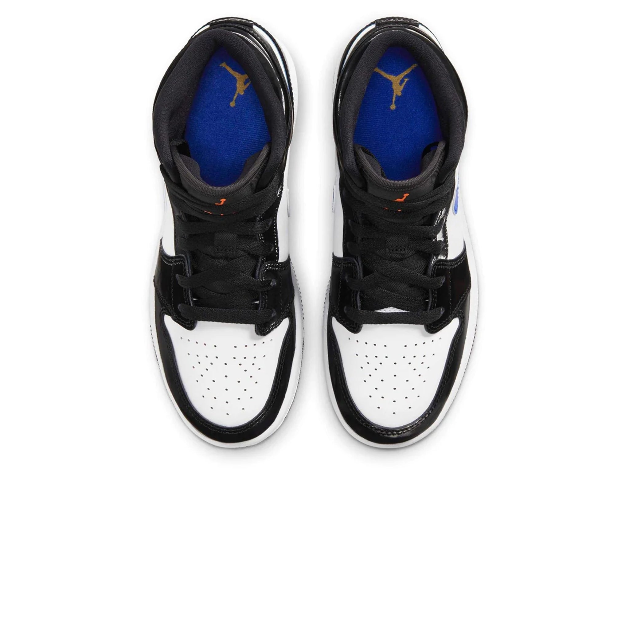 Top down view of Air Jordan 1 Mid Black Racer Blue (GS) 554725-084