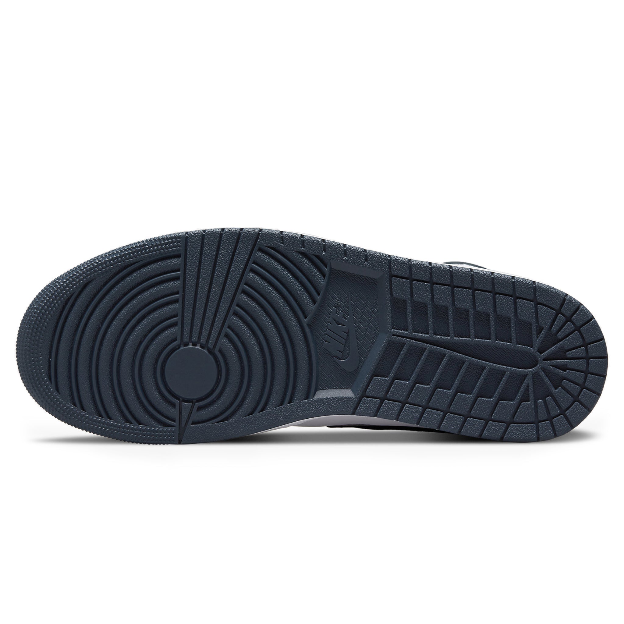 Sole view of Air Jordan 1 Mid Dark Teal 554724-411