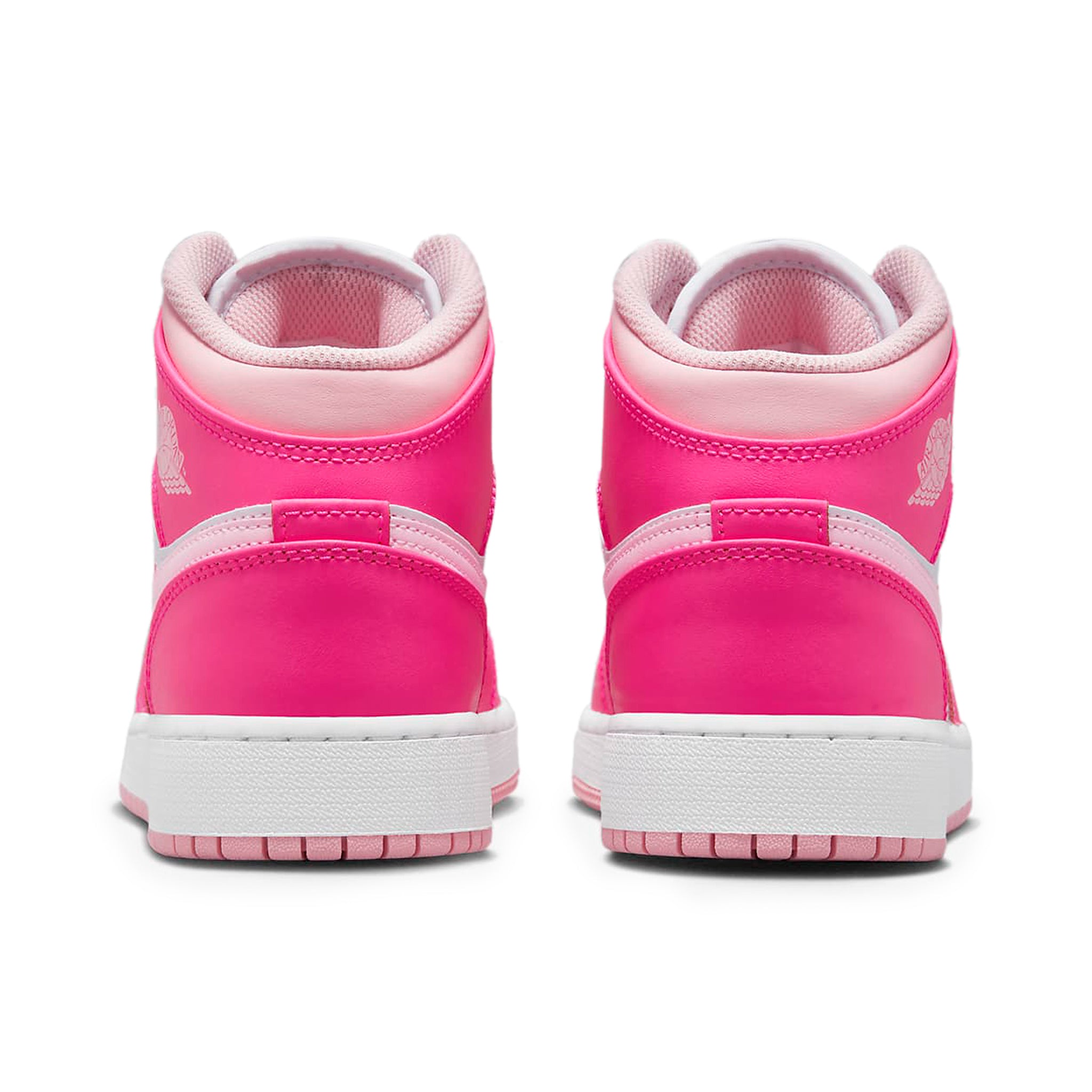 Back view of Air Jordan 1 Mid Fierce Pink (GS) FD8780-116