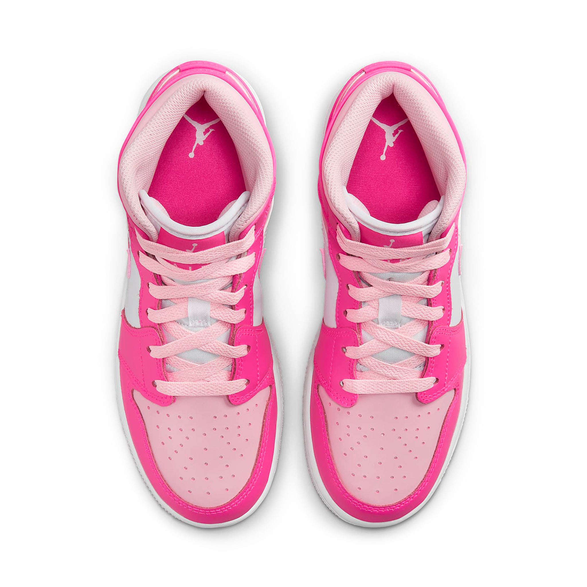 Top view of Air Jordan 1 Mid Fierce Pink (GS) FD8780-116